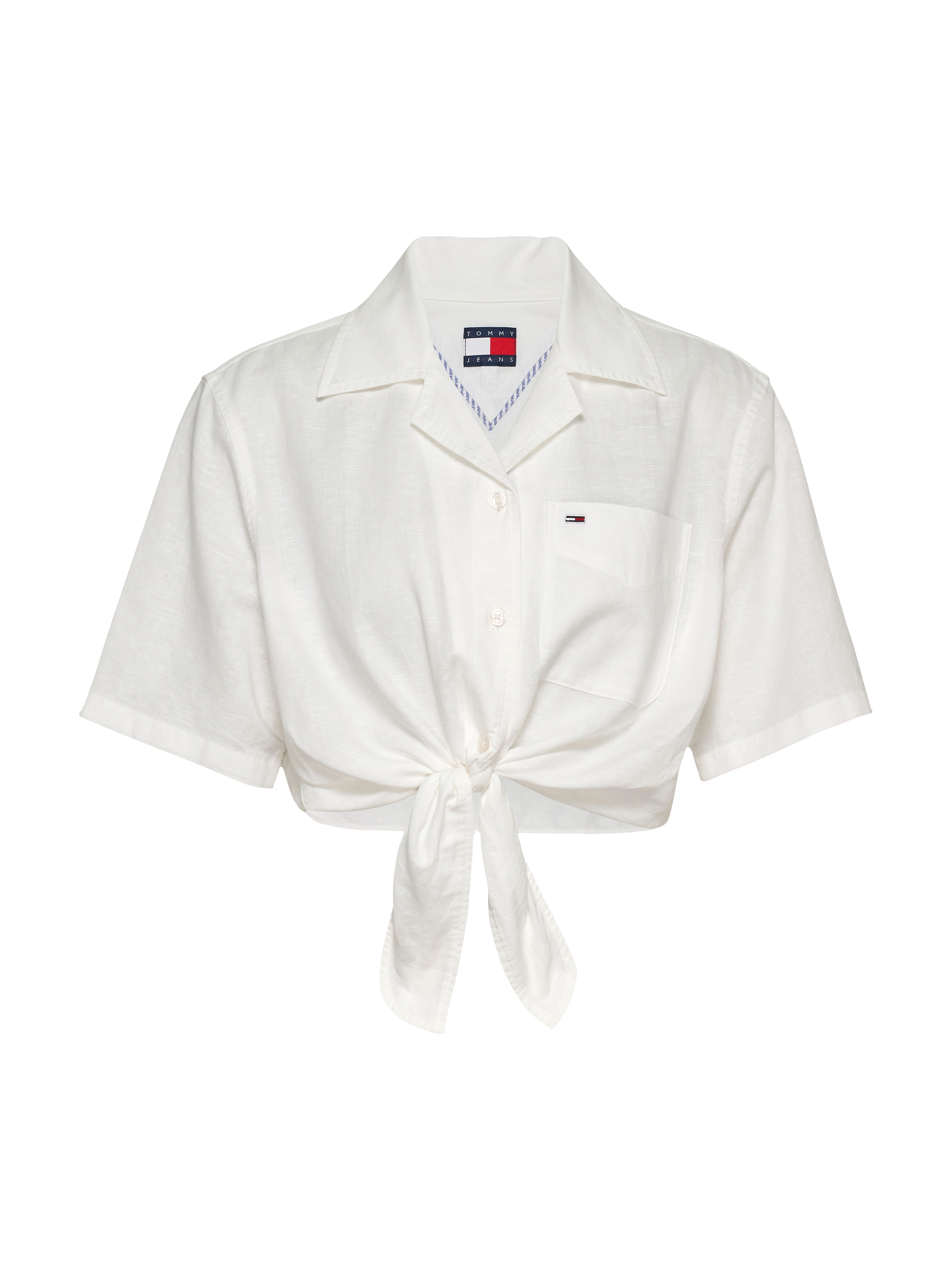 Tommy Jeans T-Shirt »TJW CRP LINEN SS SHIRT«, mit Brusttasche, Logostickerei