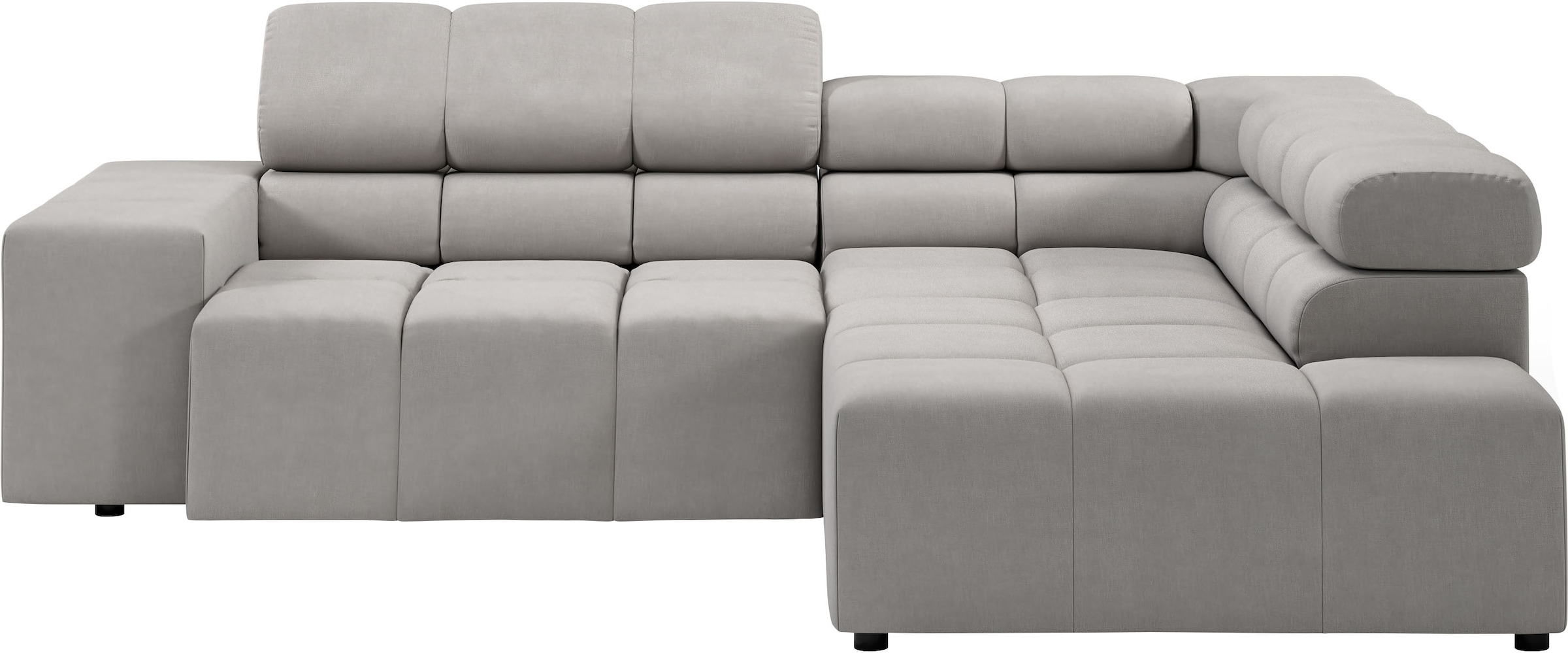 INOSIGN Ecksofa »Ancona, incl. Kopfteilverstellung + 3 Zierkissen, L-Form, bequem«, wahlweise motorische Sitztiefenverstellung, B/T(H: 249/215/70 cm