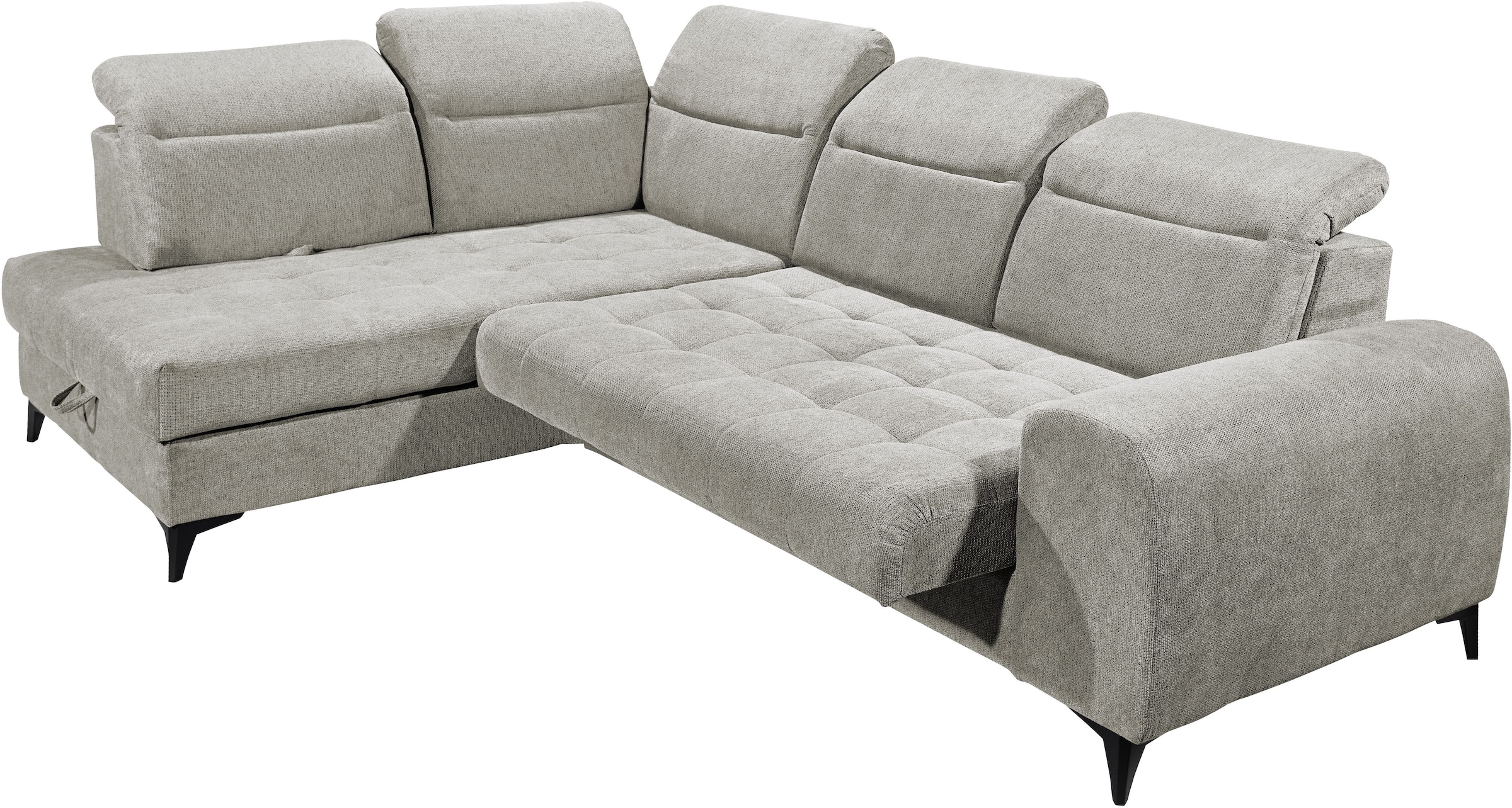 ED EXCITING DESIGN Ecksofa »Rockdale L-Form mit Bettfunktion, Bettkasten«, Kopfteilverstellung, Sitztiefenverstellung & USB-Port