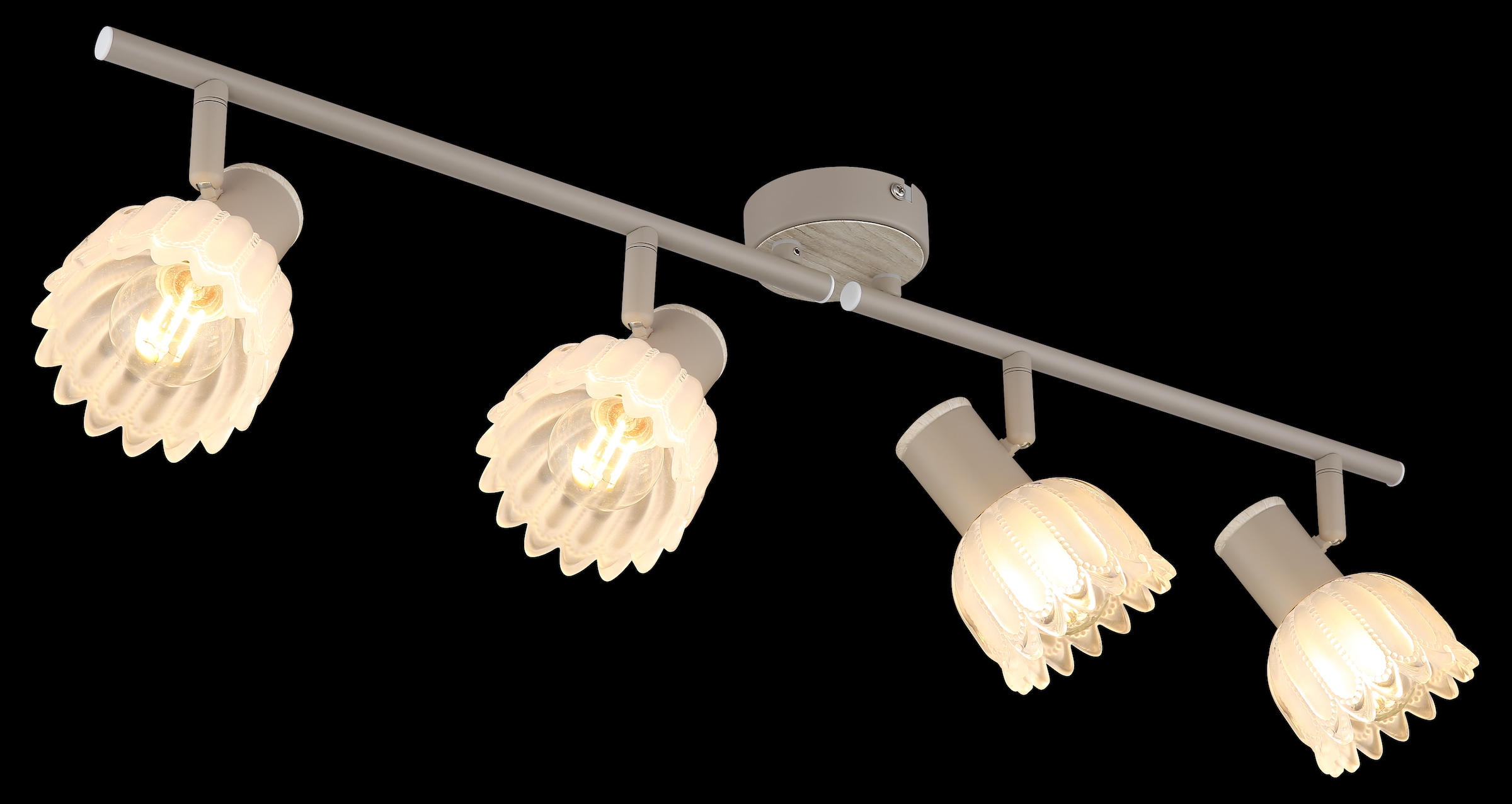 GLOBO LIGHTING Deckenspot »PLANTA« E14 1 Stk. Sandfarbener Strahler mit Holzoptik und Glas satiniert