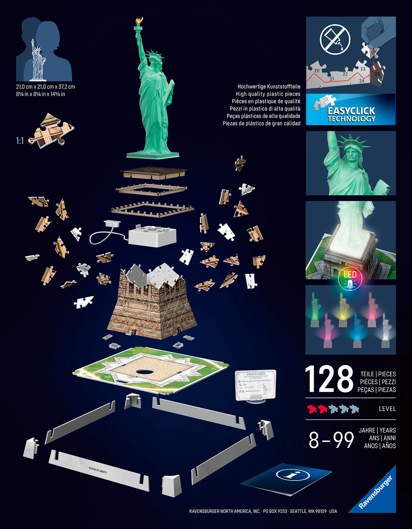 Ravensburger 3D-Puzzle »Iconics: Freiheitsstatue - mit Licht«, Made in Europe