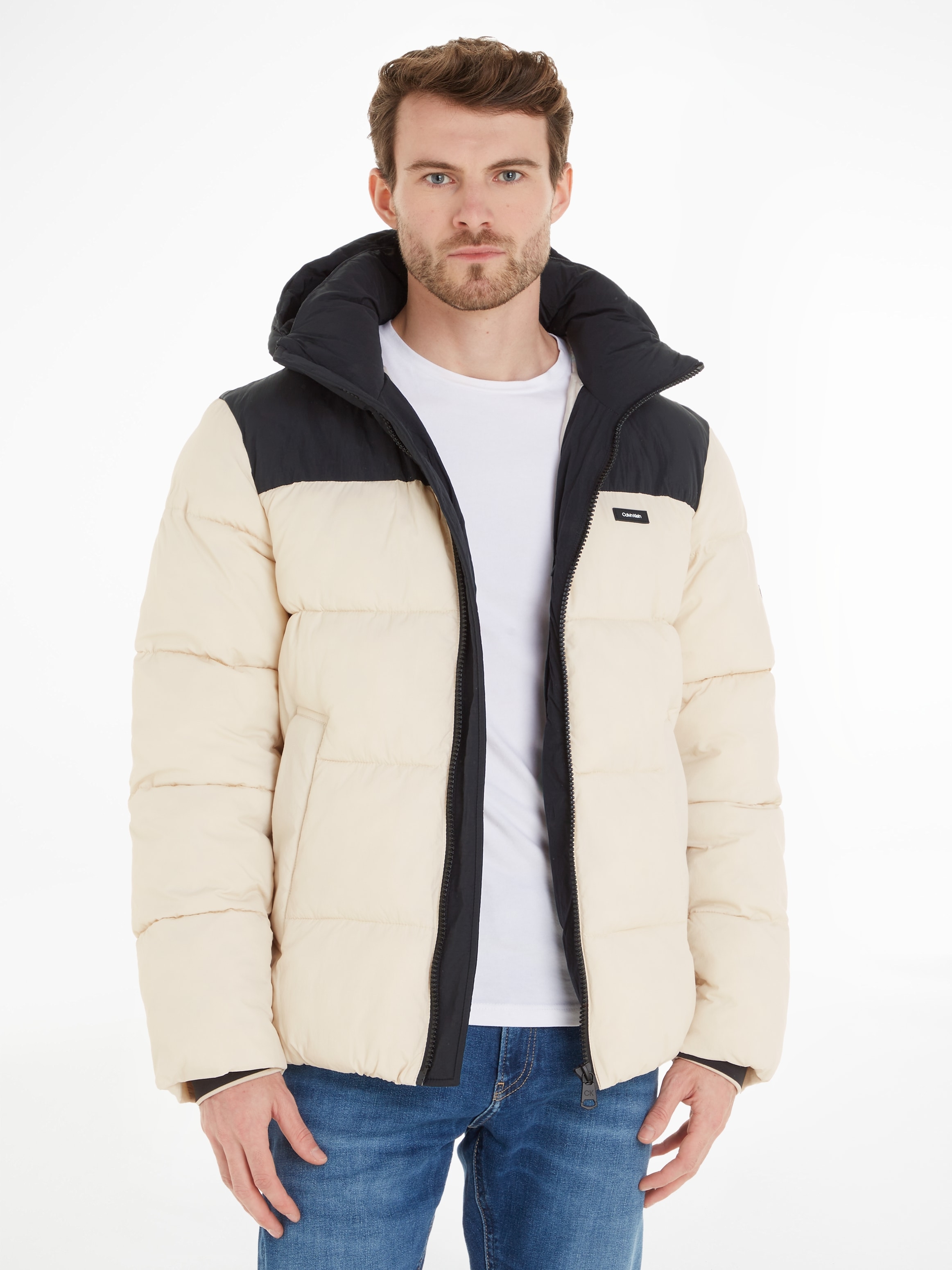 Calvin Klein Steppjacke "CRINKLE NYLON COLOR BLOCK PUFFER", mit Kapuze, mit günstig online kaufen