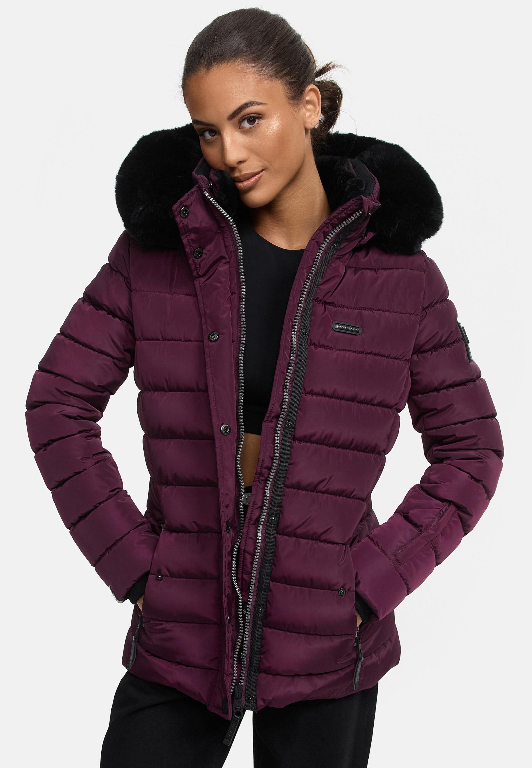 Navahoo Steppjacke »Milianaa«, mit Kapuze, Edle Winterjacke mit weicher Kunstfell-Kapuze