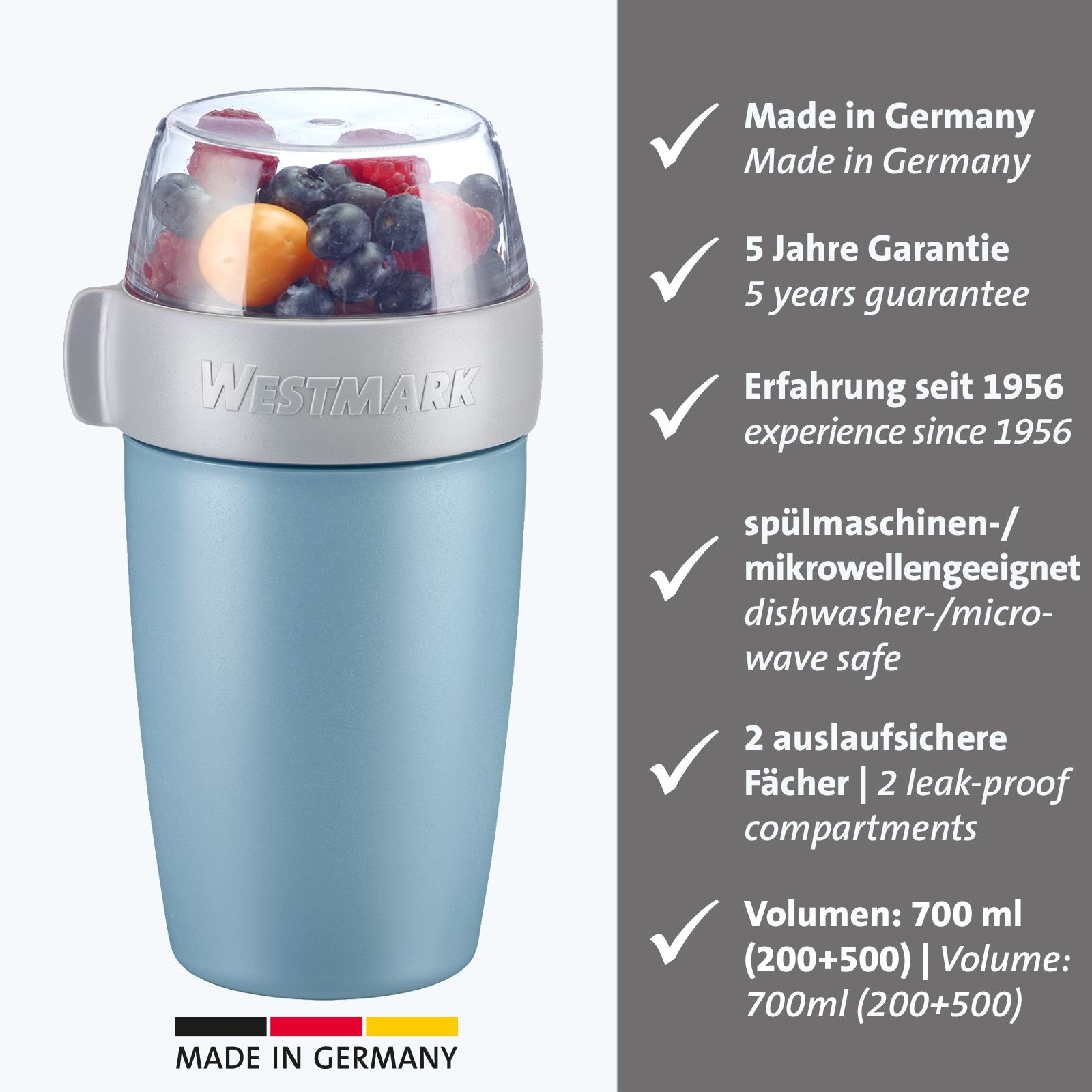 WESTMARK Mehrwegbecher, (1 tlg.), Müslibecher, 700 ml, Made in Germany