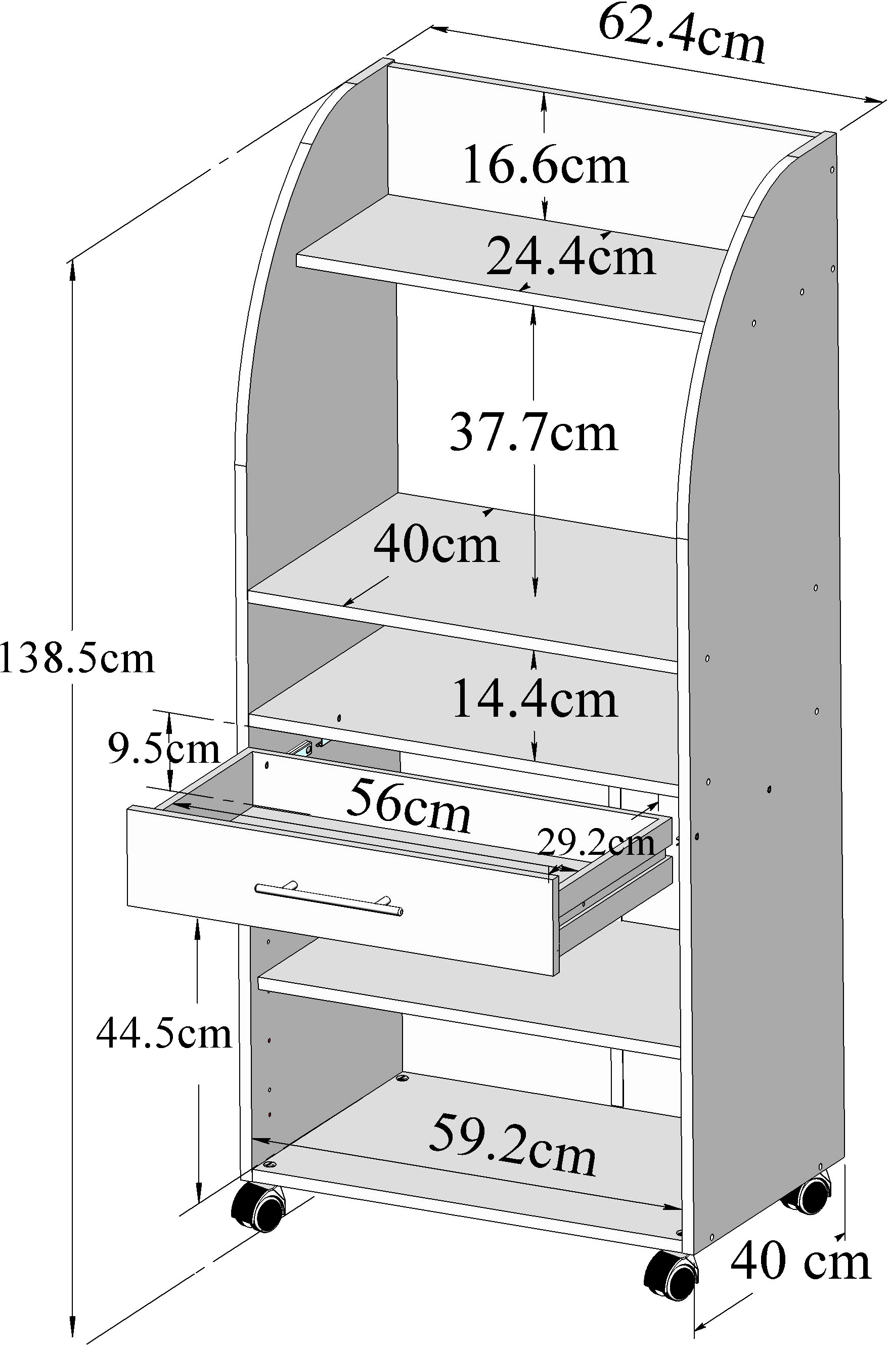 63 | cm, auf BAUR Mehrzweckschrank »Jeanne«, Rollen TemaHome Breite