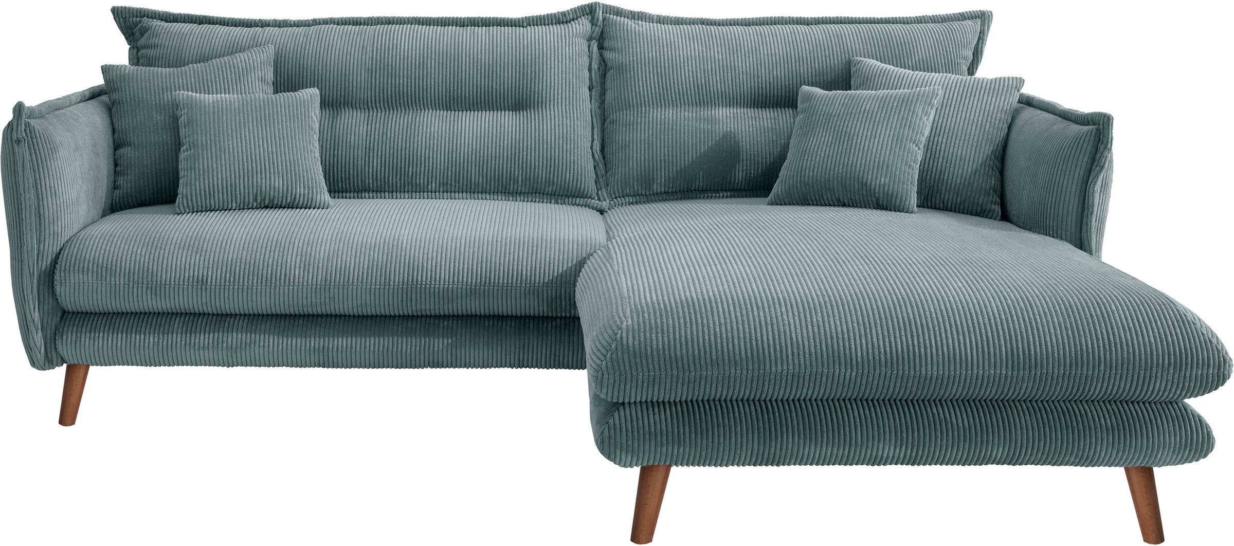 INOSIGN Ecksofa »Lazio modern und bequem, schmale Armlehnen, tolle Detailverarbeitung«, zwei verschiedene Fußfarben wählbar