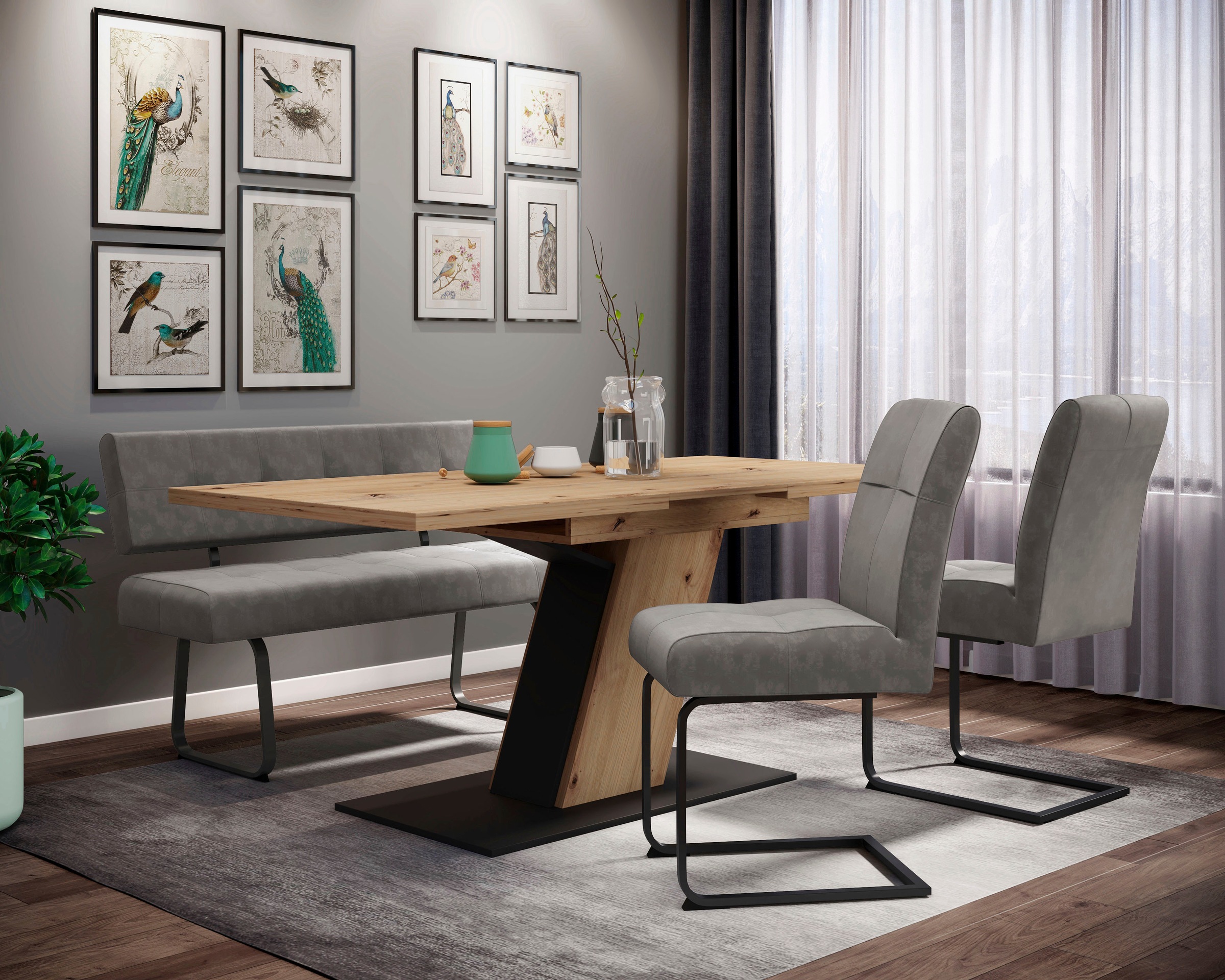 HELA Essgruppe "Luise I G Tisch Sitzbank Stühle" Set, 4 Stk. tlg. Ausziehti günstig online kaufen