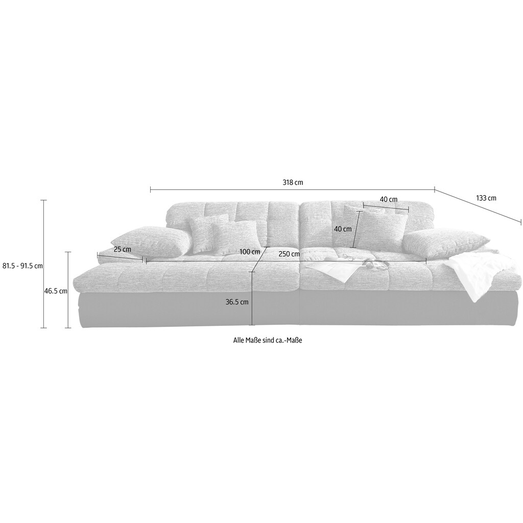 Mr. Couch Big-Sofa »Biarritz 2«, wahlweise mit Kaltschaum (140kg Belastung/Sitz), Kopfteilverstellung