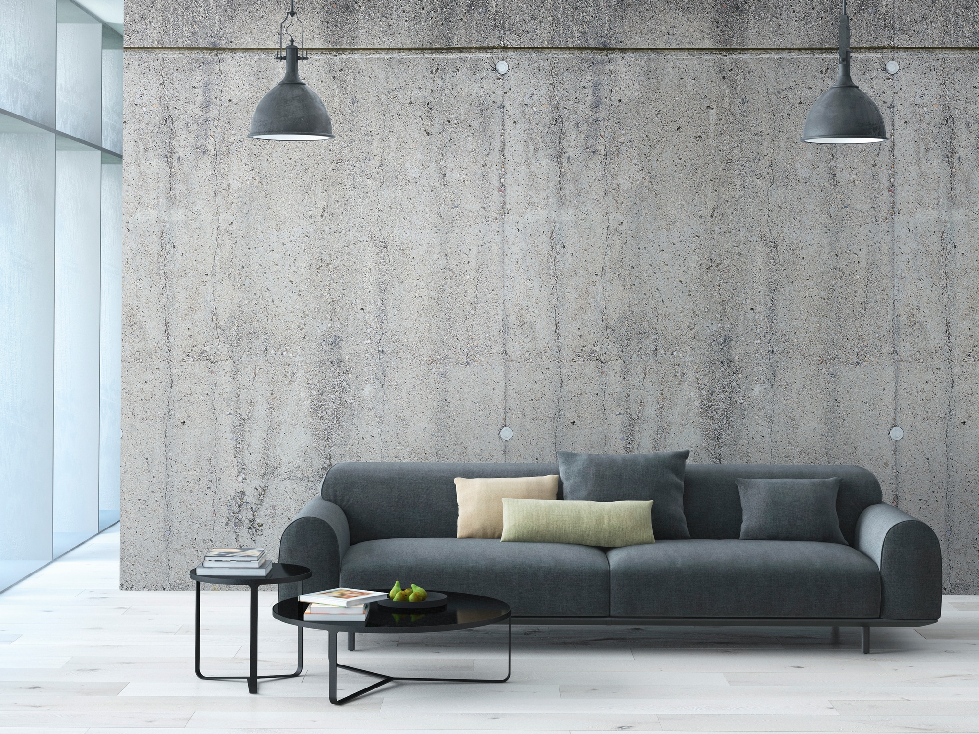 living walls Fototapete "Fototapete Betonwand" gemustert matt neutral glatt Betonoptik Industrial Look Loftoptik Steinwand Tapeten Wohnzimmer Flur
