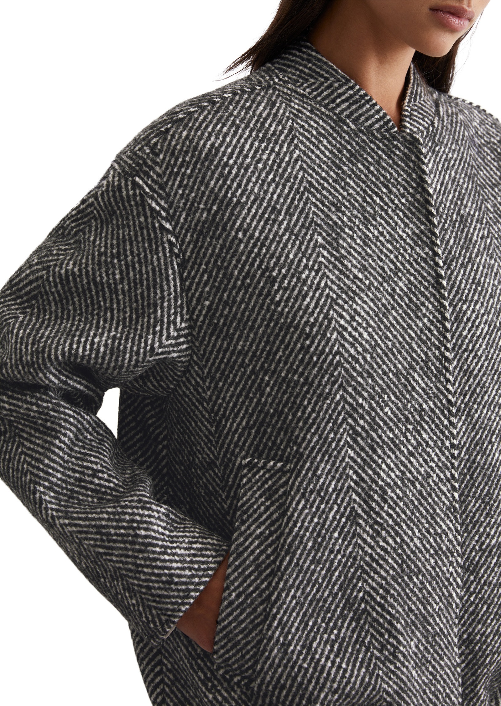 Marc O'Polo DENIM Outdoorjacke »mit Fischgrät-Muster«, ohne Kapuze