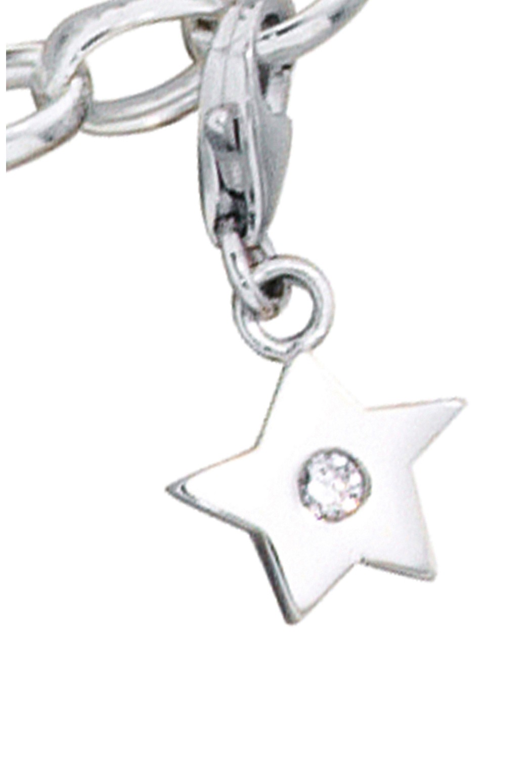 JOBO Charm-Einhänger »Charm Stern« 925 Silber rhodiniert mit Zirkonia