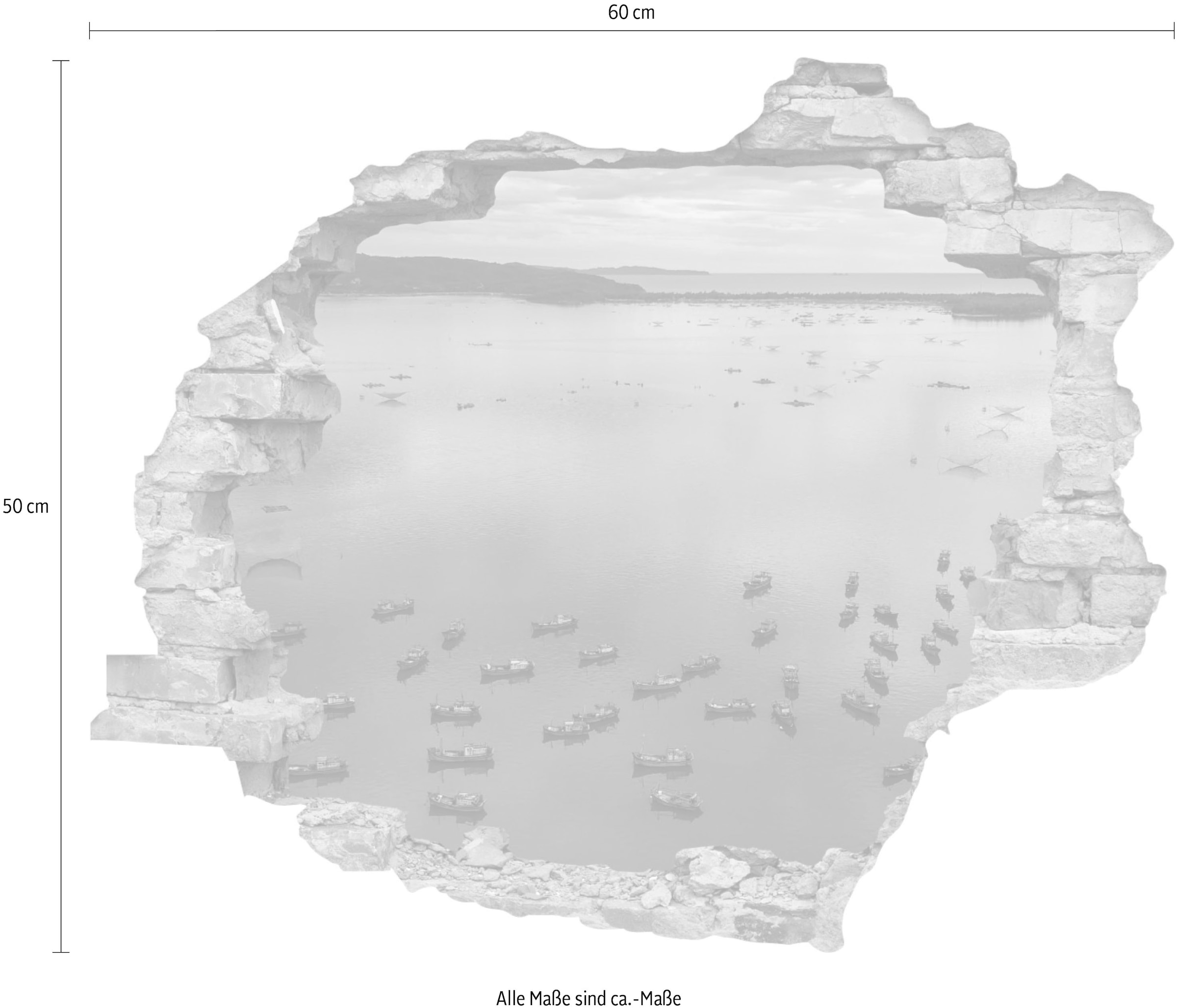 queence Wandtattoo »Boote«, (1 St.), Wandsticker, Wandbild, selbstklebend, 3D, Wanddurchbruch
