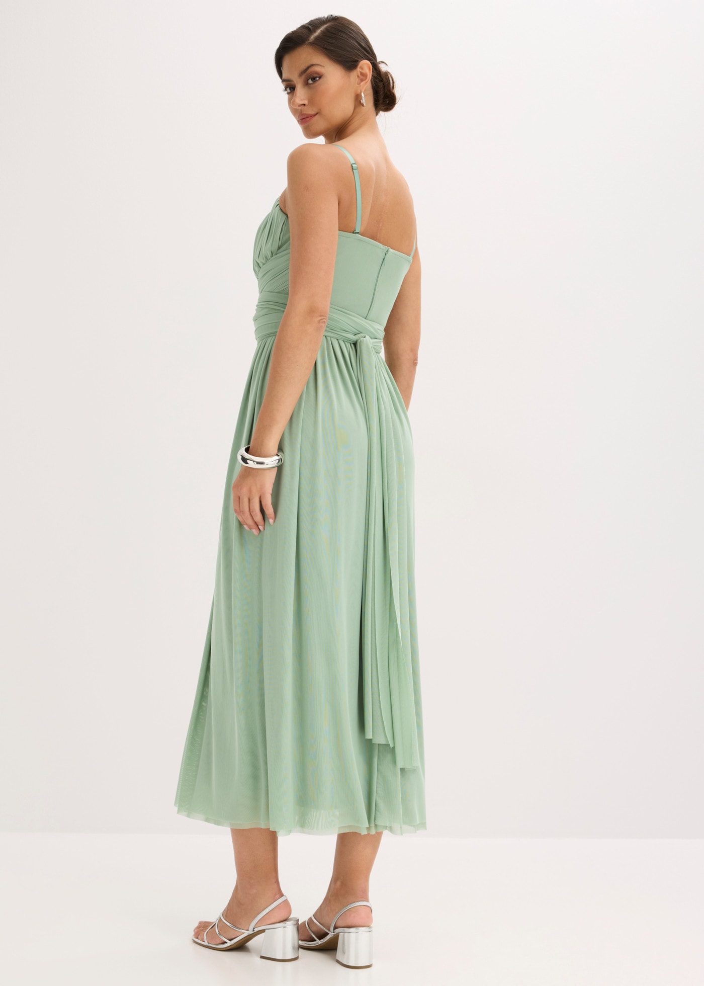 bonprix Maxikleid Maxi-Länge, ohne Ärmel, Regular Fit, aus Mesh-Obermaterial