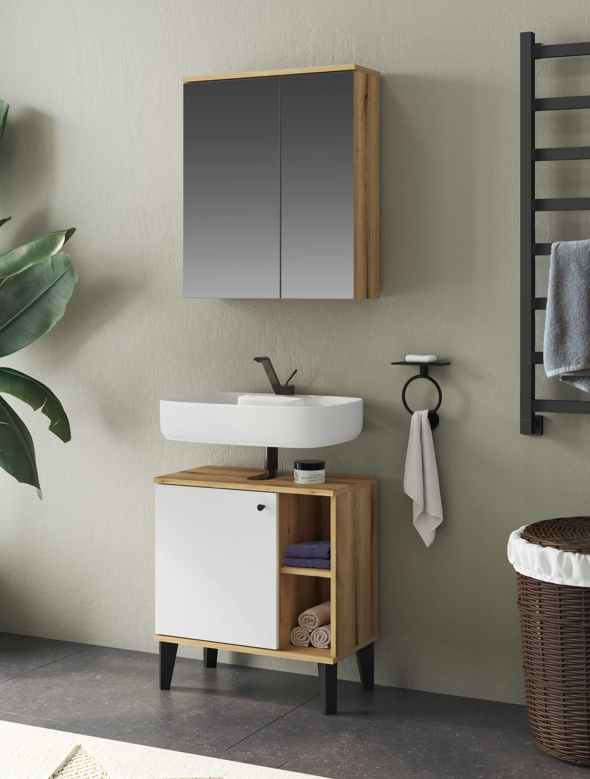 INOSIGN Badmöbel-Set "OSLO, Bad im skandinavischen Design, 2-teiliges Badez günstig online kaufen