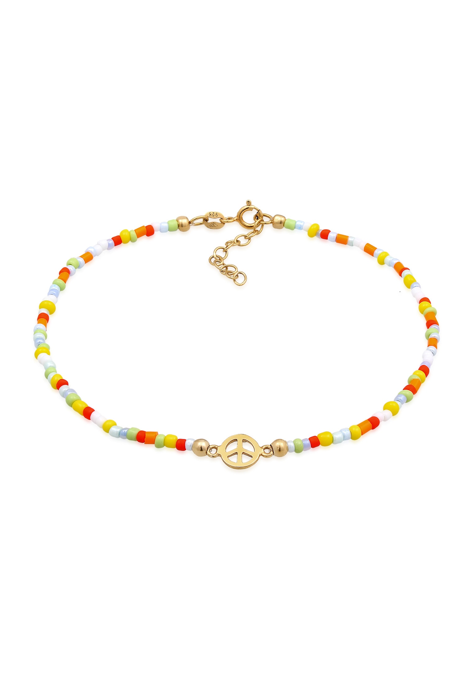 Fußkette bestellen Silber« Symbol BAUR Frieden Bunt 925 Glas Beads für »Peace | Elli