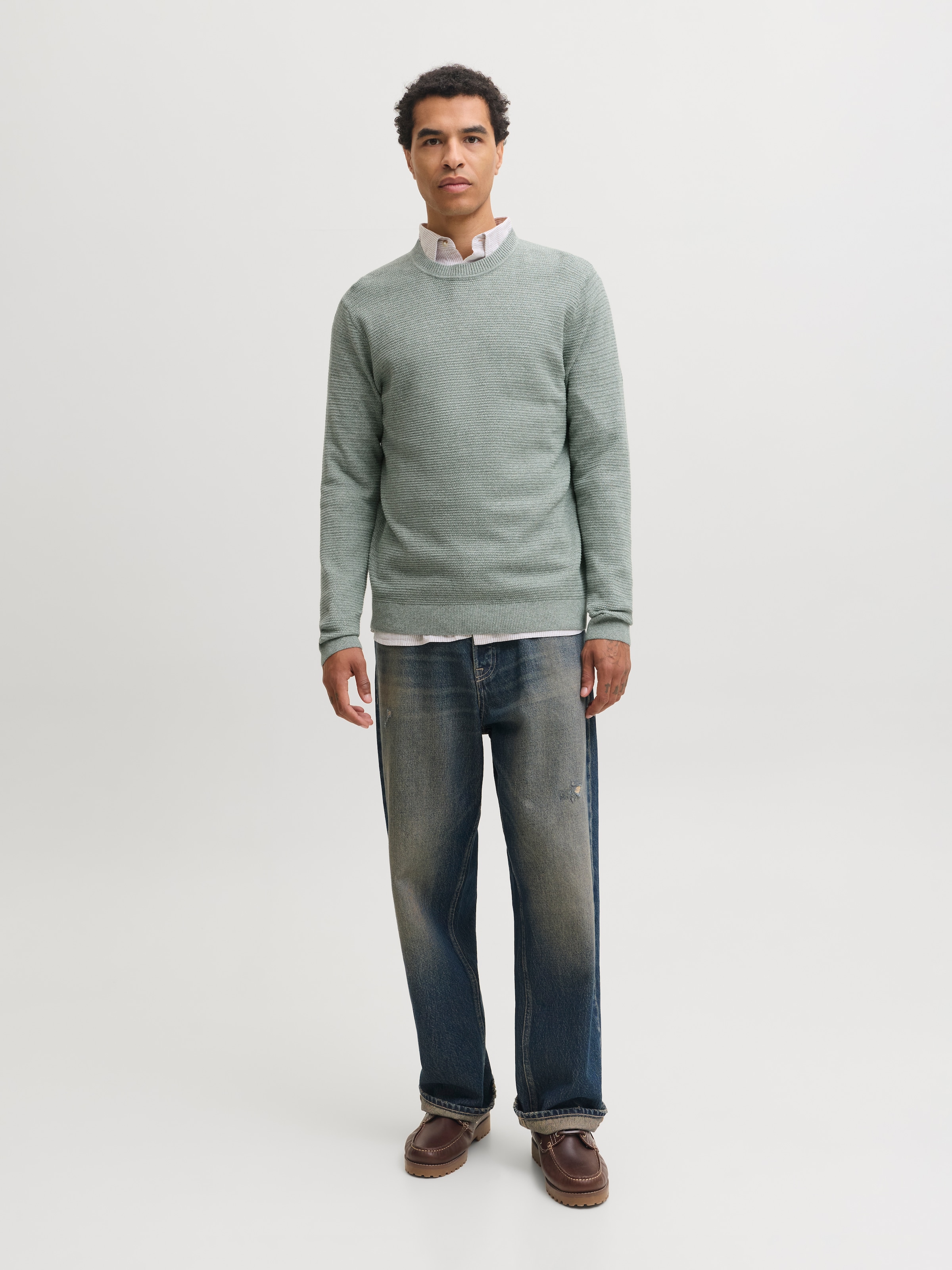 Jack & Jones Rundhalspullover »JPRBLURILEY KNIT CREW NECK LS SN« Baumwolle, regular fit
