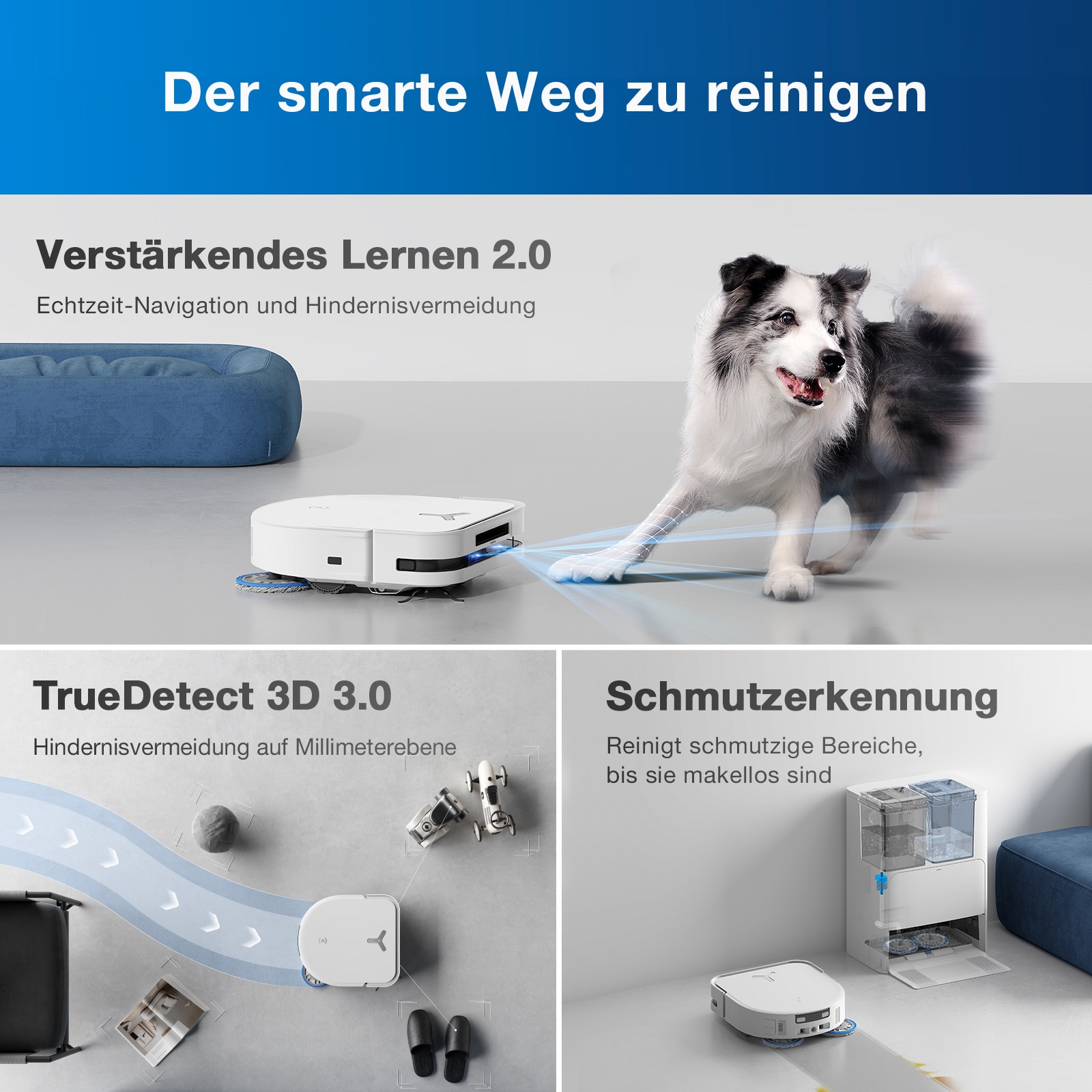 ECOVACS Nass-Trocken-Saugroboter »ECOVACS DEEBOT X5 OMNI«, 12.800PA, OMNI Station, 15mm Mopphebesystem, Adaptive Kantenreinigung