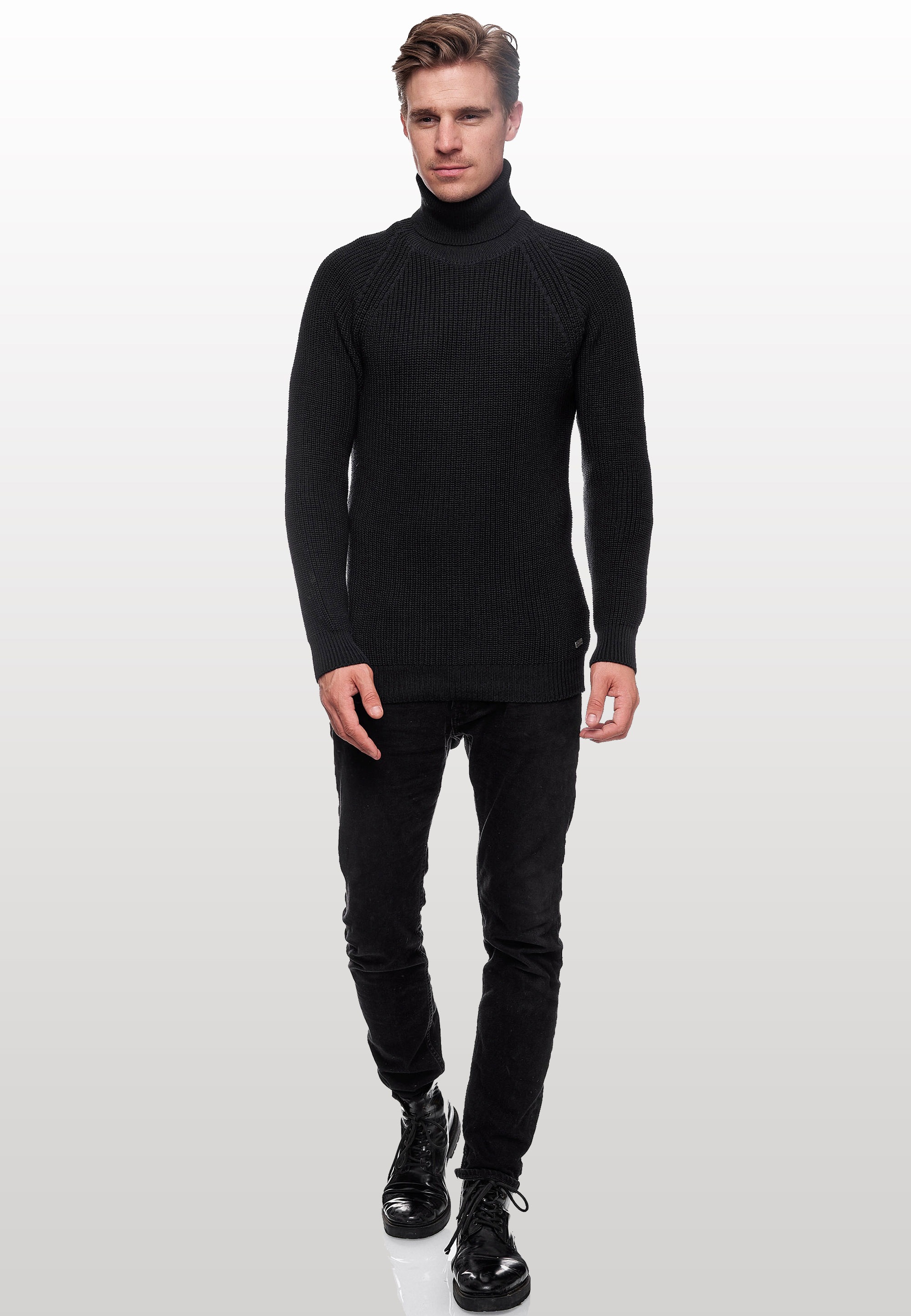 Rollkragenpullover RUSTY NEAL, Herren, Gr. XL, blau (dunkelblau), 50% Baumwolle, 50% Polyacryl, unifarben, normal, hoch geschlossener Ausschnitt, Pullover Rollkragenpullover, mit kuscheligem Rollkragen 3