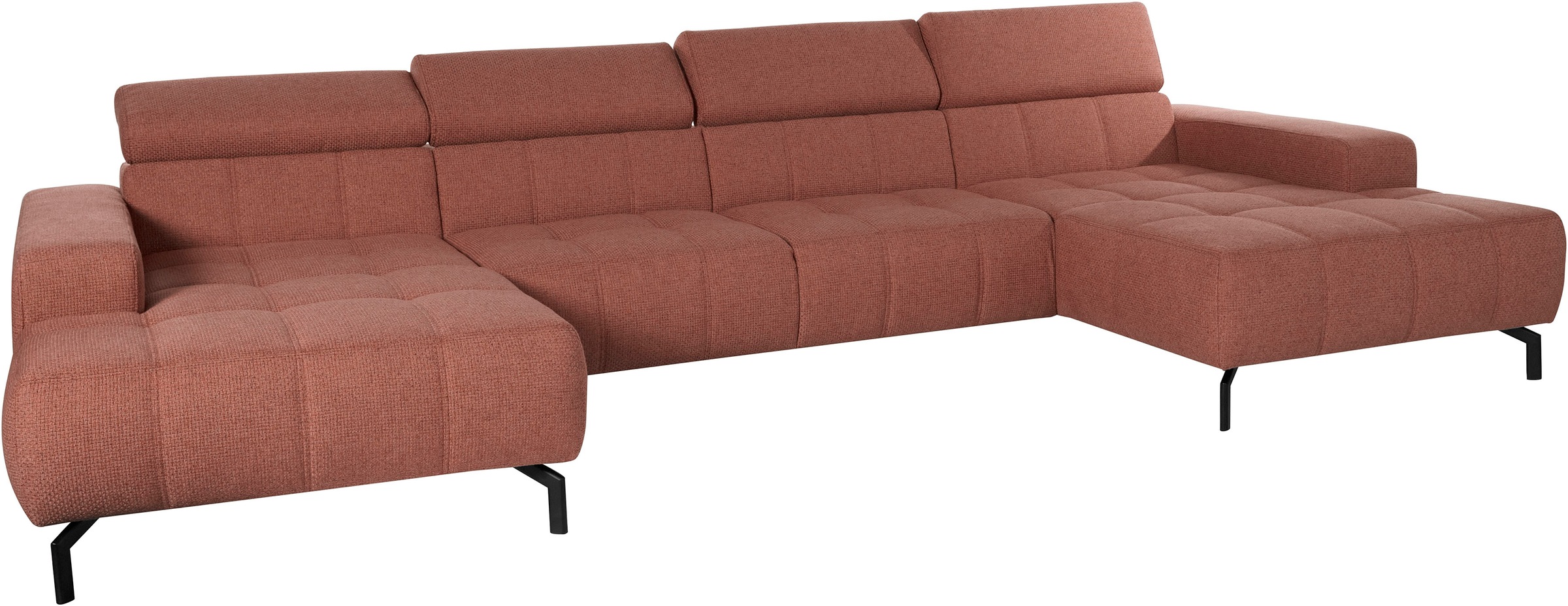 DOMO collection Wohnlandschaft »Cunelli tolle Sitznähte als Designelement, fester Sitzkomfort, U-Form«, wahlweise mit Kopfteilverstellung, bodenfrei