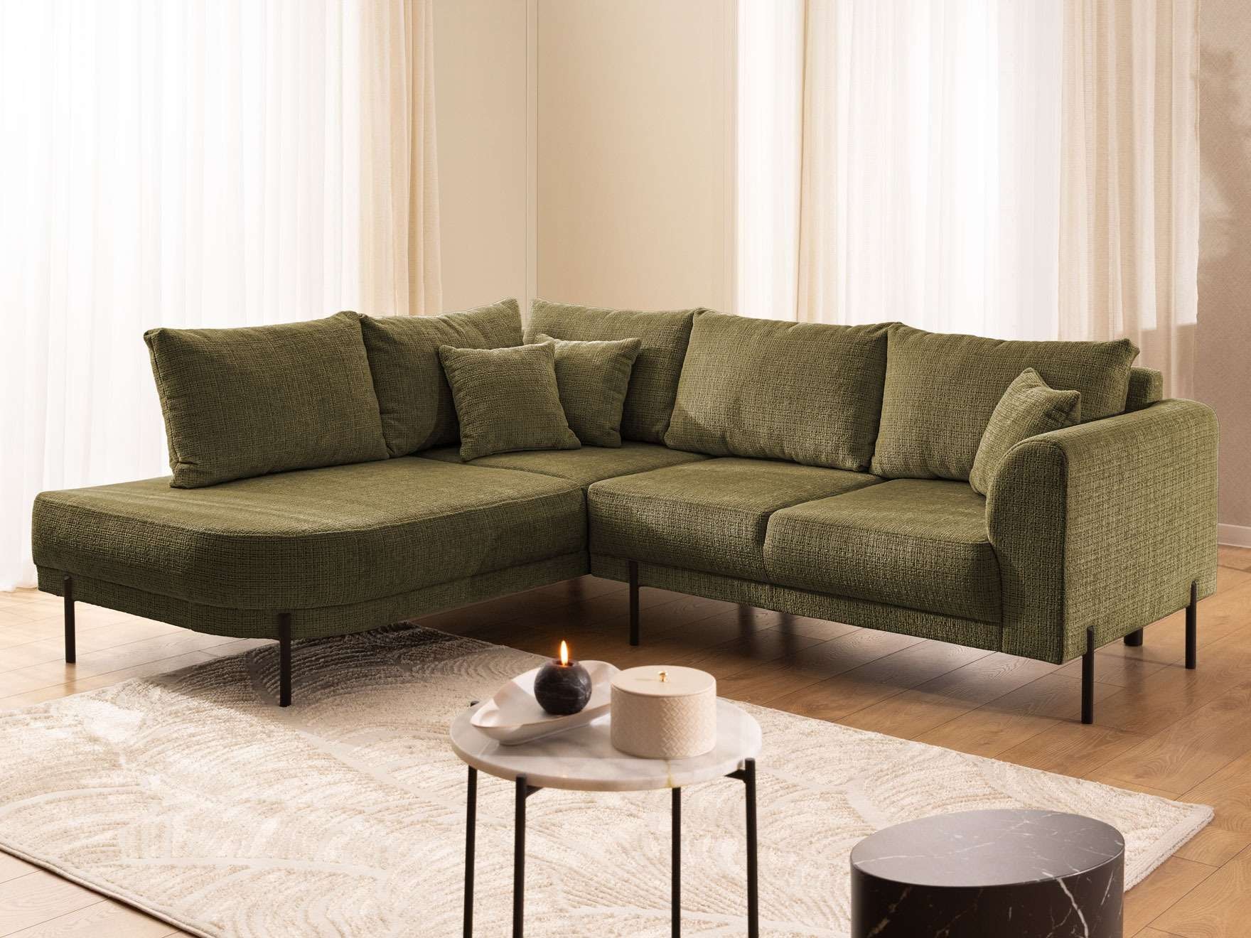 Home affaire Ecksofa "NELLIA L-Form mit Ottomane rechts oder links bestellb günstig online kaufen