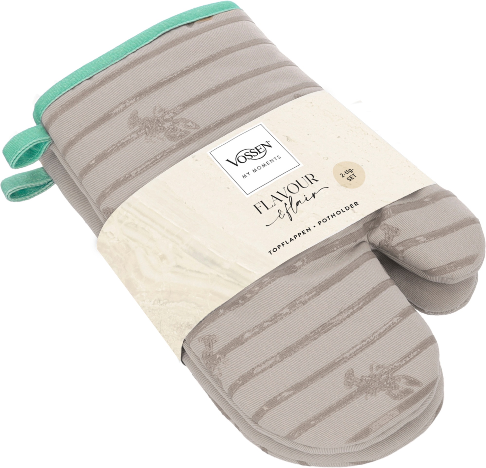 Vossen Topfhandschuhe "Scandi Cook" mit Silikonbeschichtung im Lobster-Design, Hitzebeständig bis 250
