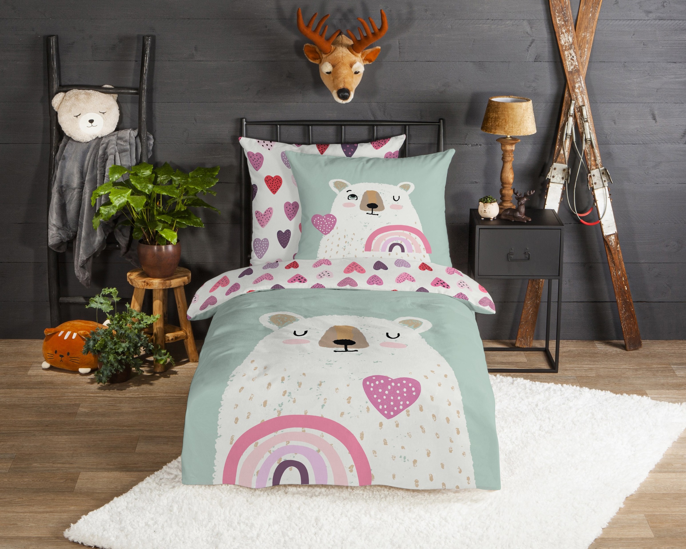 good morning Kinderbettwäsche "Ted" Flanell, Biber, 135x200, Warm, Wende, K günstig online kaufen