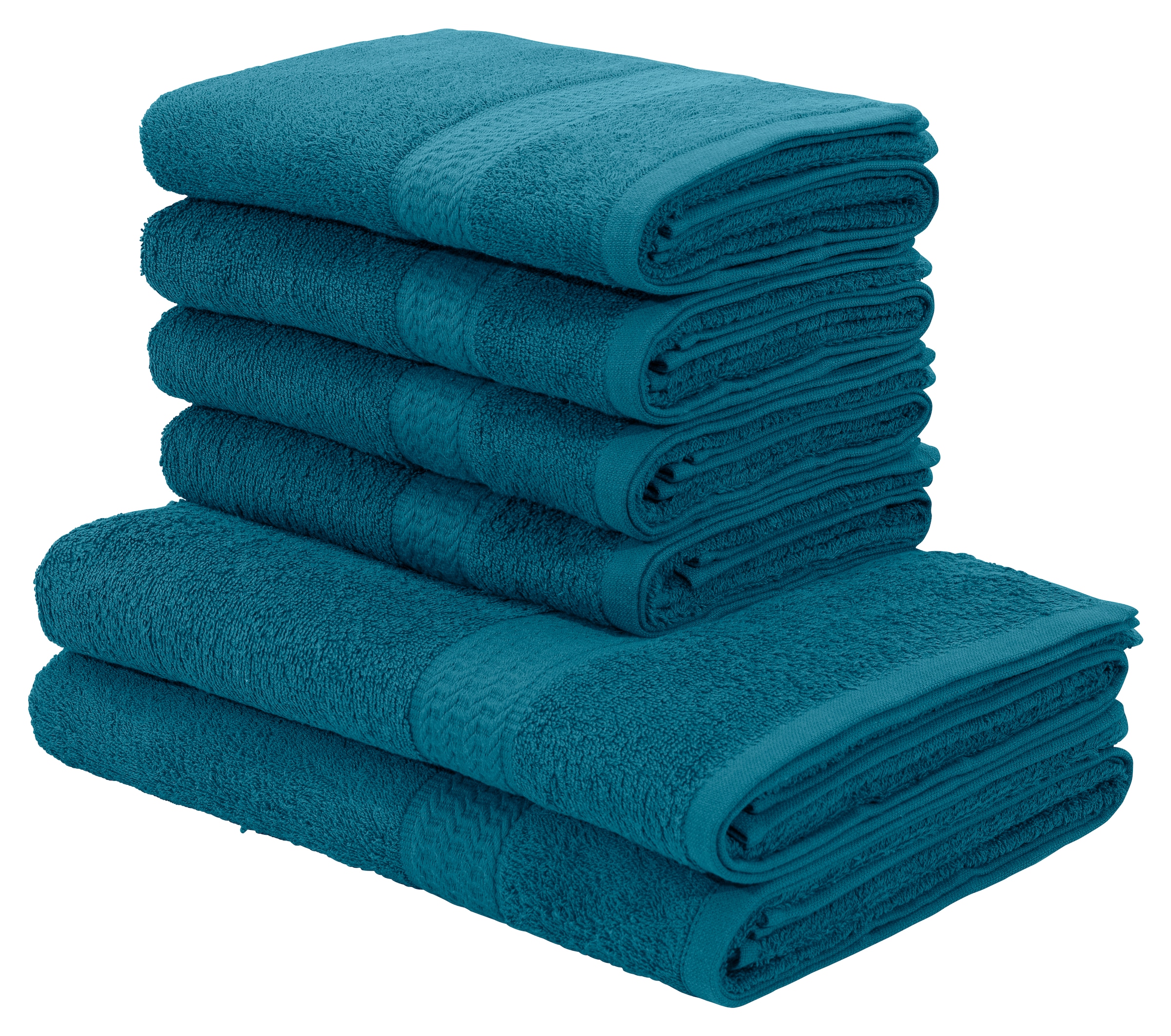 my home Handtuch Set Handtuch-Set, Walkfrottee, BAUR 6 tlg., Set, in Rechnung »Juna«, Uni-Farben, Bordüre, | mit 100% Handtücher Baumwolle auf