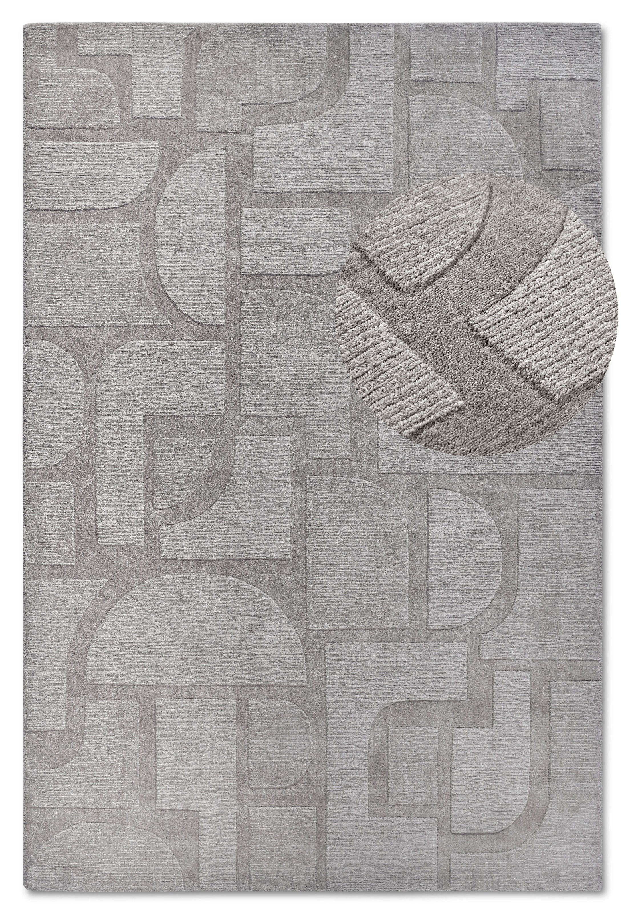 THE RUGS Villeroy & Boch 1906 Wool Rug Alexis – Soft Handwoven Geometric Design in Grey | Size: 80cm x 150cm