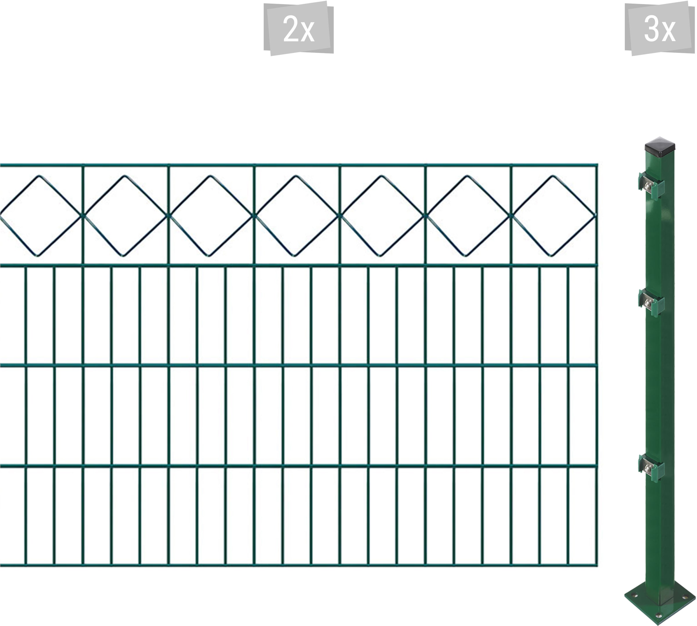 Arvotec Doppelstabmattenzaun "ESSENTIAL 80 zum Aufschrauben "Karo" mit Zierleiste", Zaunhöhe 80 cm, Zaunlänge 2 - 60 m