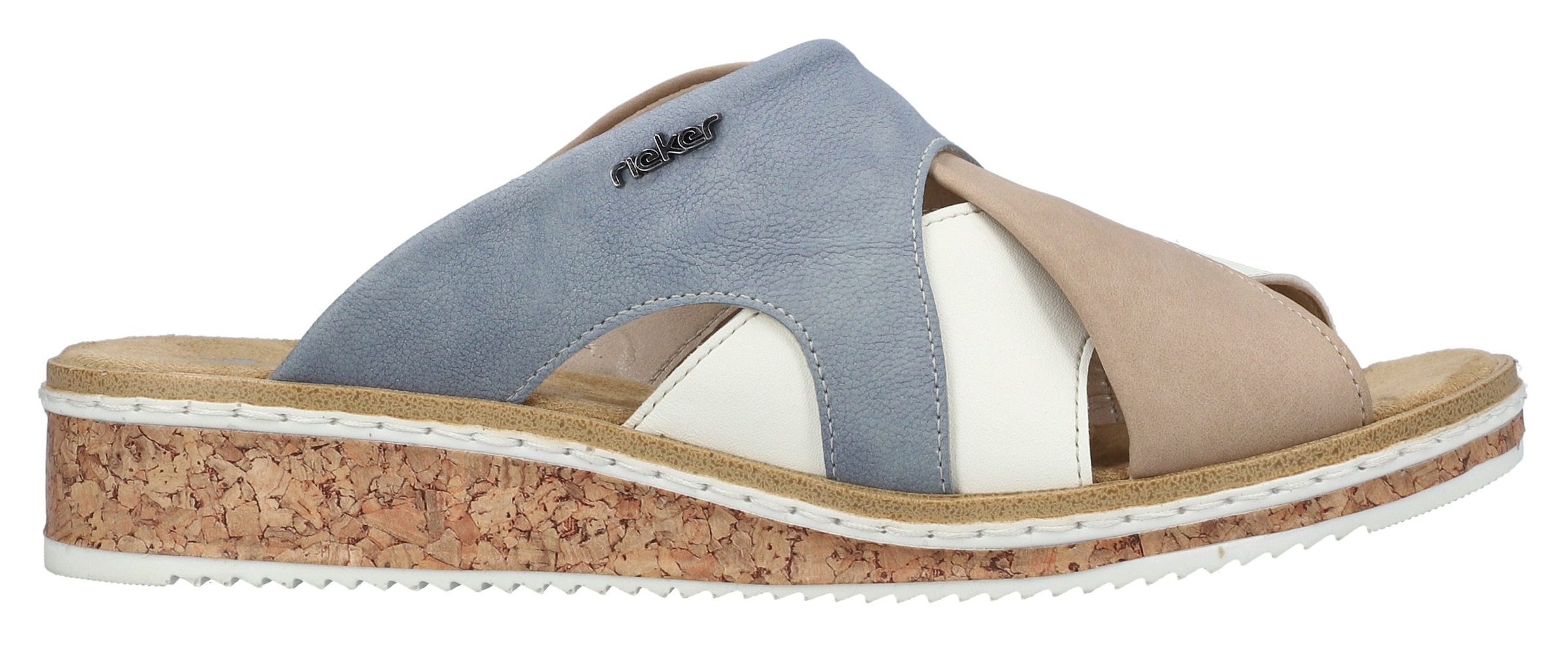 Rieker Pantolette, Sommerschuh, Hausschuh, Strandschuh, Urlaubschuh mit Stretcheinsatz