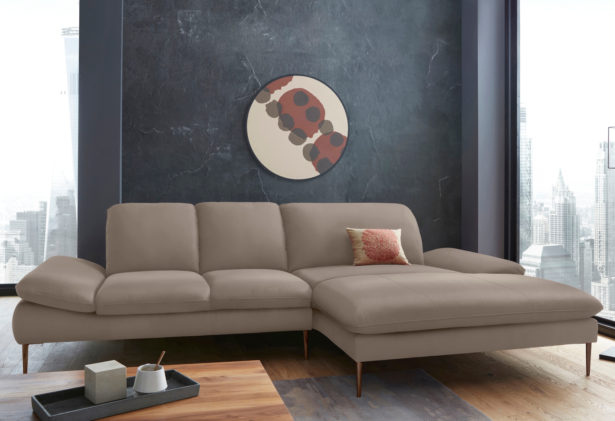 W.SCHILLIG Ecksofa "enjoy&MORE, Designsofa, bequem, zeitlos und elegant, L-Form" Sitztiefenverstellung, Füße bronze pulverbeschichtet, Breite 310 cm