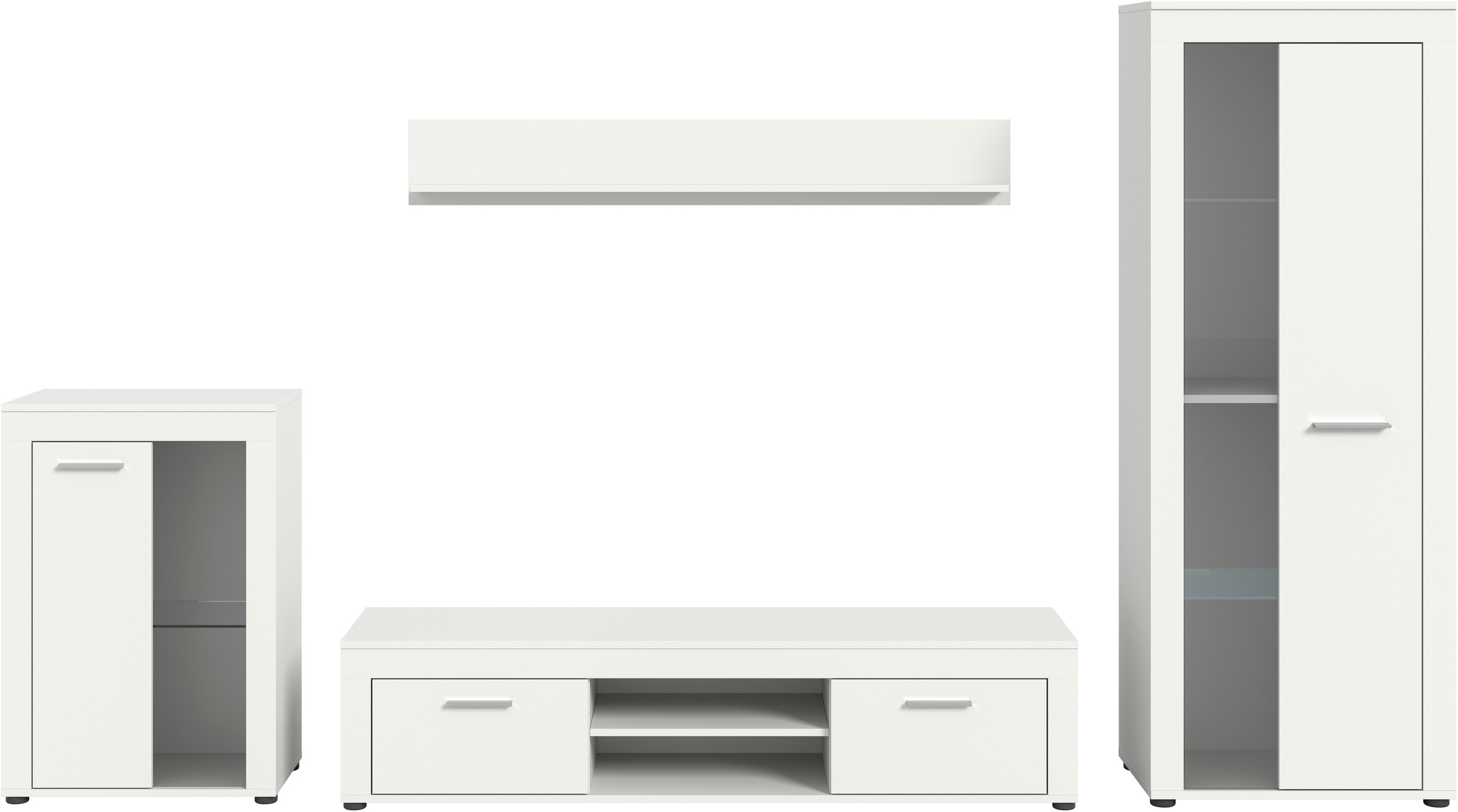 Thumbnail - Home affaire Wohnwand "Aosta, 4-tlg., best. aus: Vitrine, Lowboard, Wandboard & Vitrine hoch" 4 Stk. tlg.