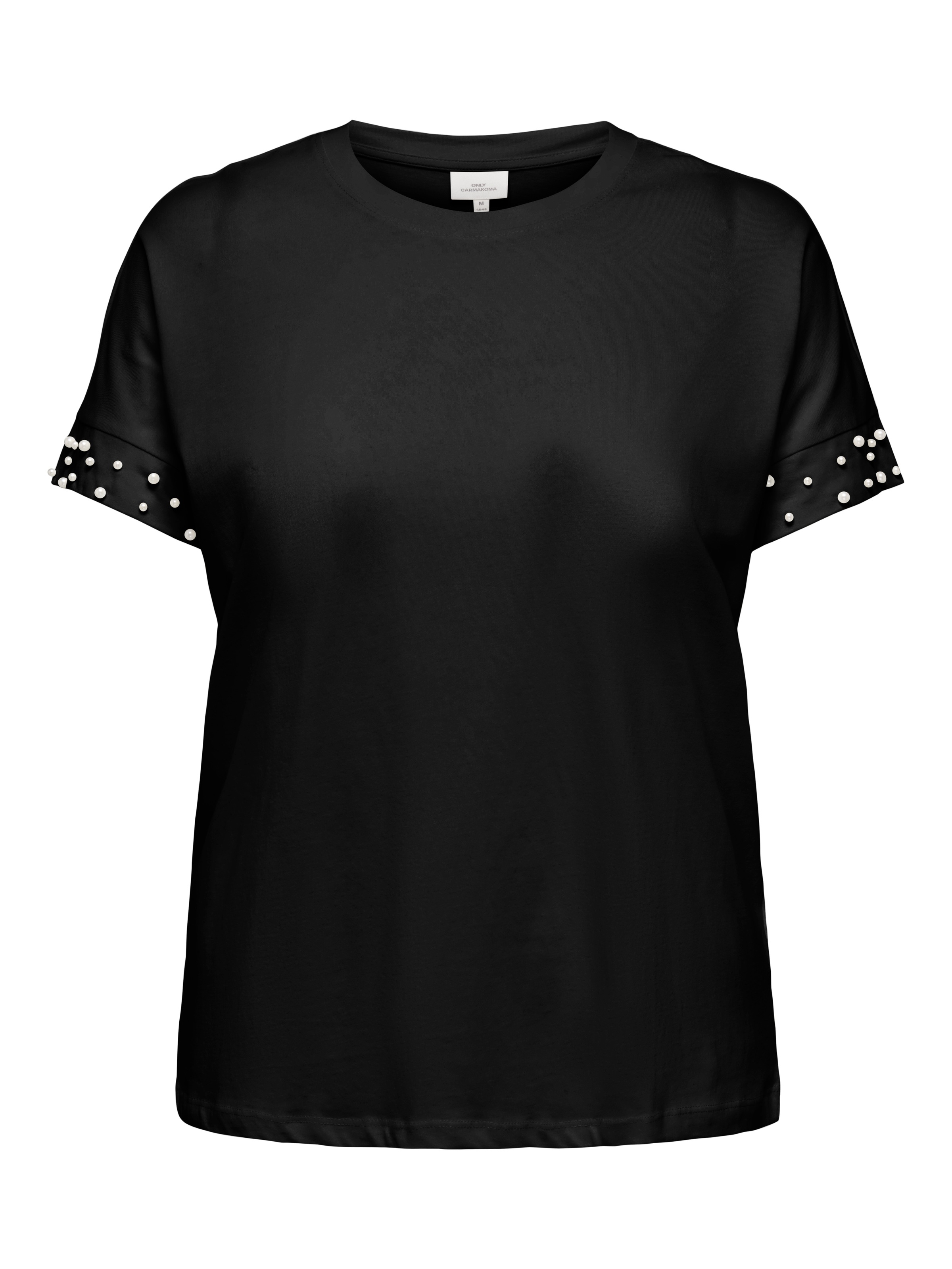 ONLY CARMAKOMA Kurzarmshirt »CAROLIVIA S/S LOOSE O-NECK TOP JRS«, mit Zierperlen