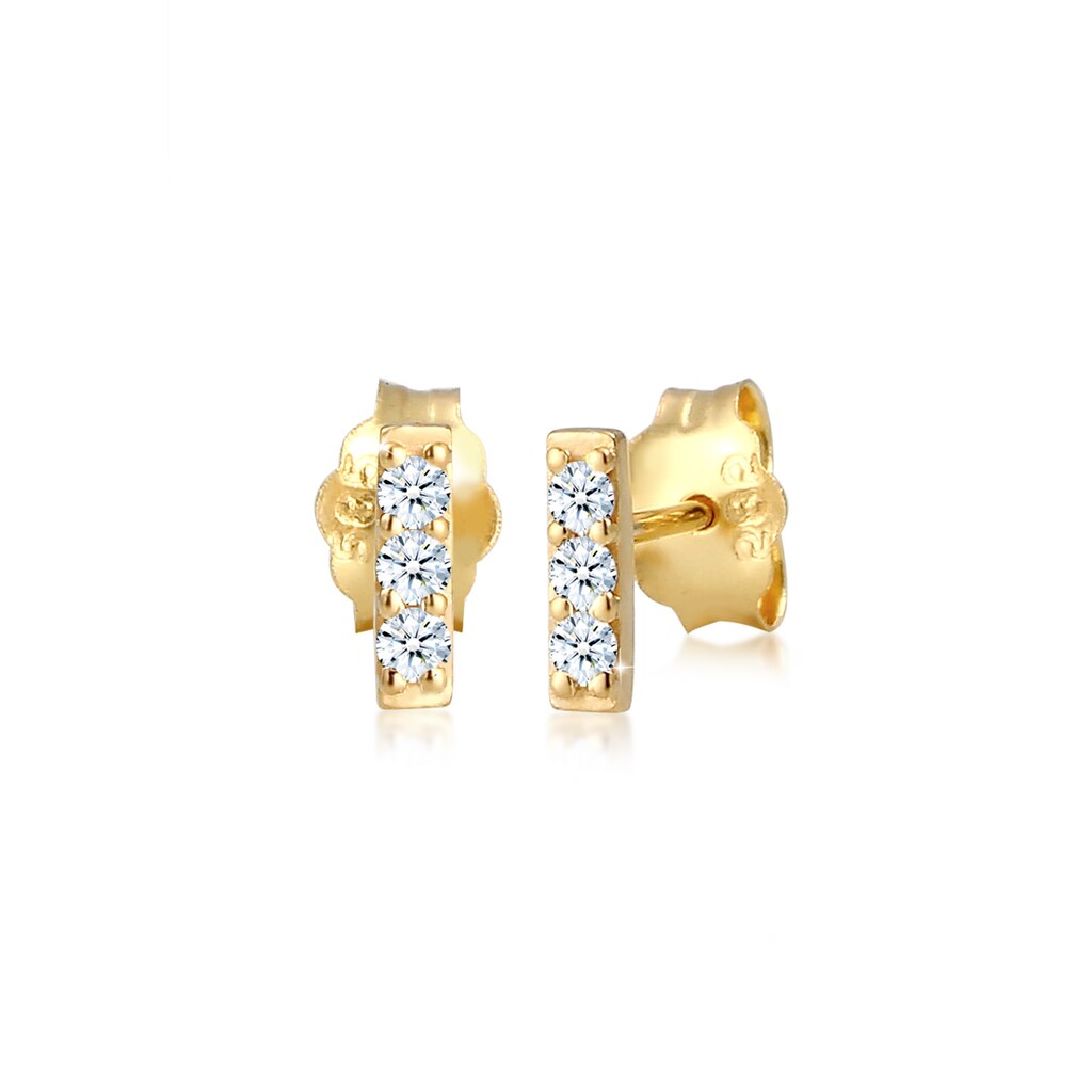 Elli DIAMONDS Paar Ohrstecker »Rechteck Geo Stab Diamant (0.09 ct) 585er Gelbgold«