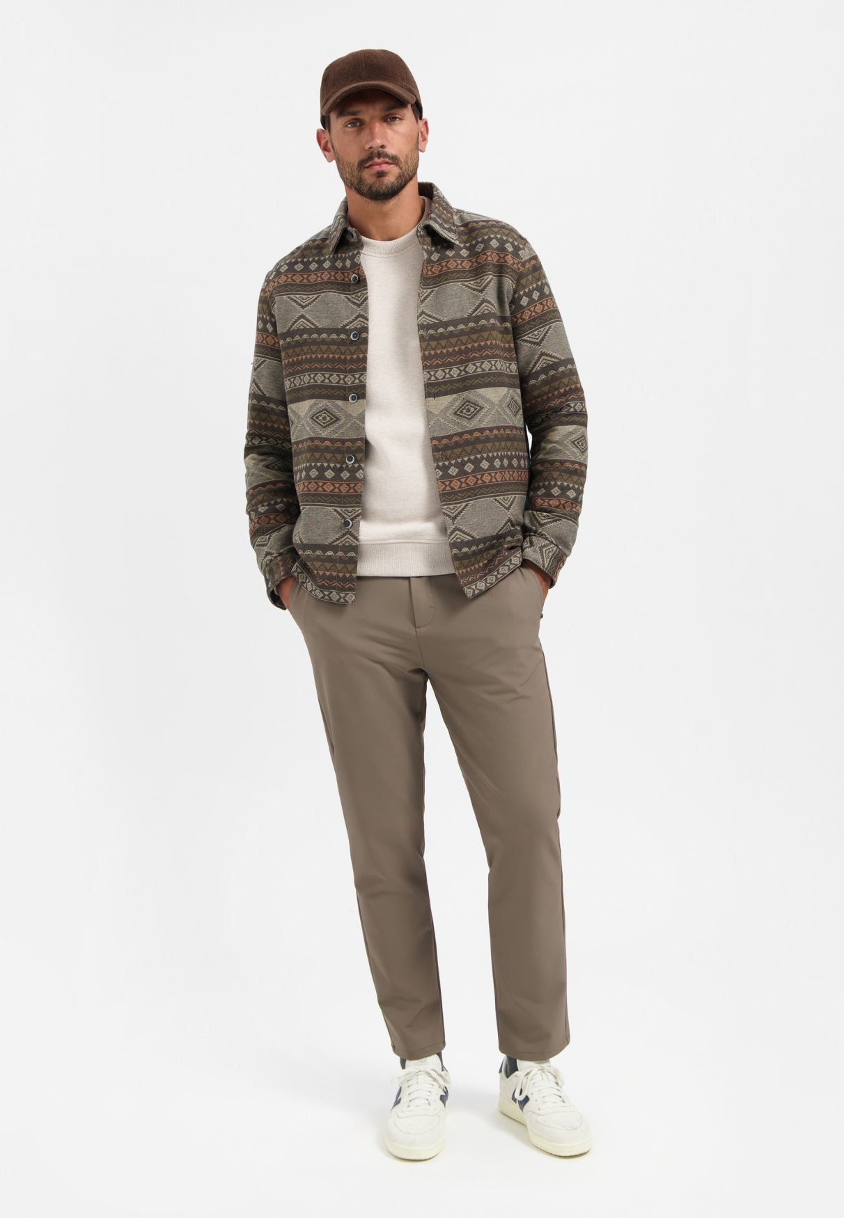 NO EXCESS Langarmhemd »No Excess Jacquard-Overshirt mit Muster«