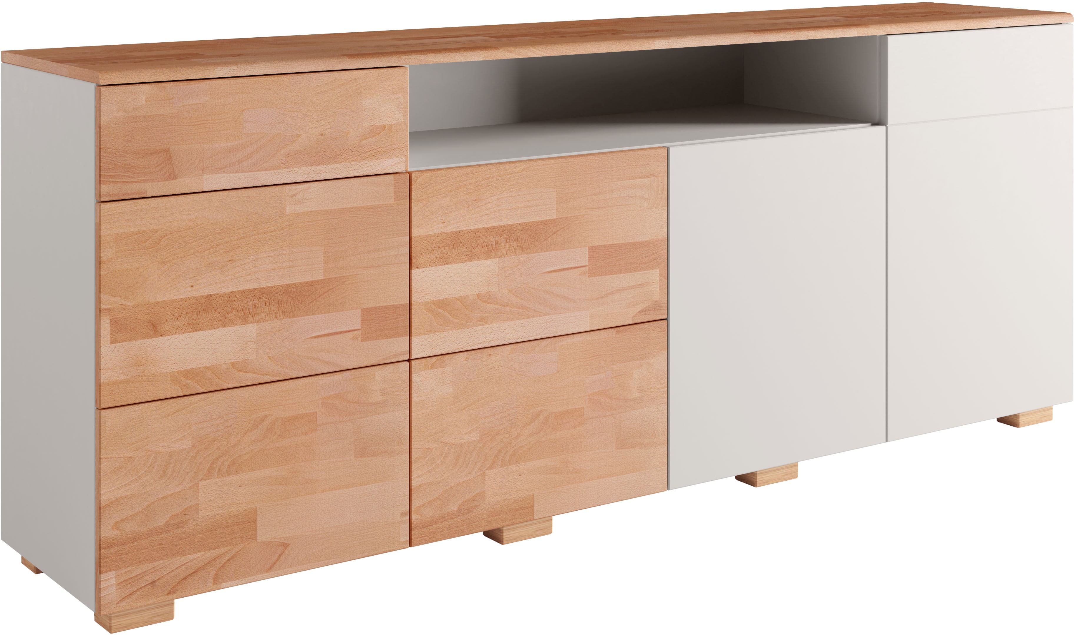 OTTO home Sideboard "Citra teilmassiv" Breite 200cm,moderne grifflose Optik mit push to open Funktion