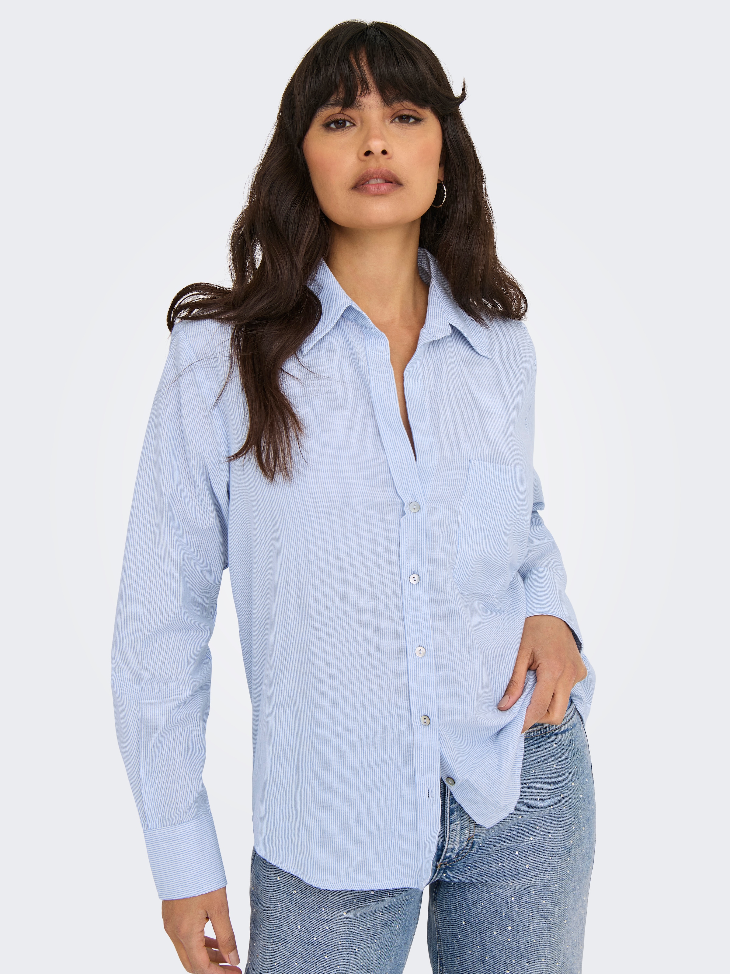 ONLY Hemdbluse "ONLALINA LIFE L/S STRIPE SHIRT WVN" günstig online kaufen