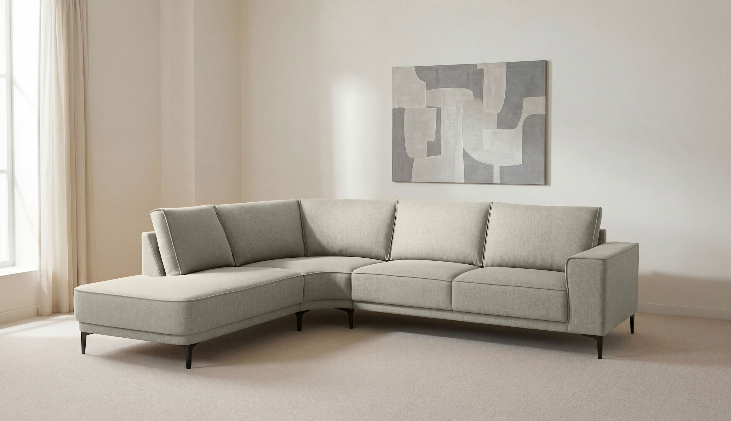 OTTO home Ecksofa "Casina" mit abgerundeter Ottomane, in einem weichen Chenille-Stoff