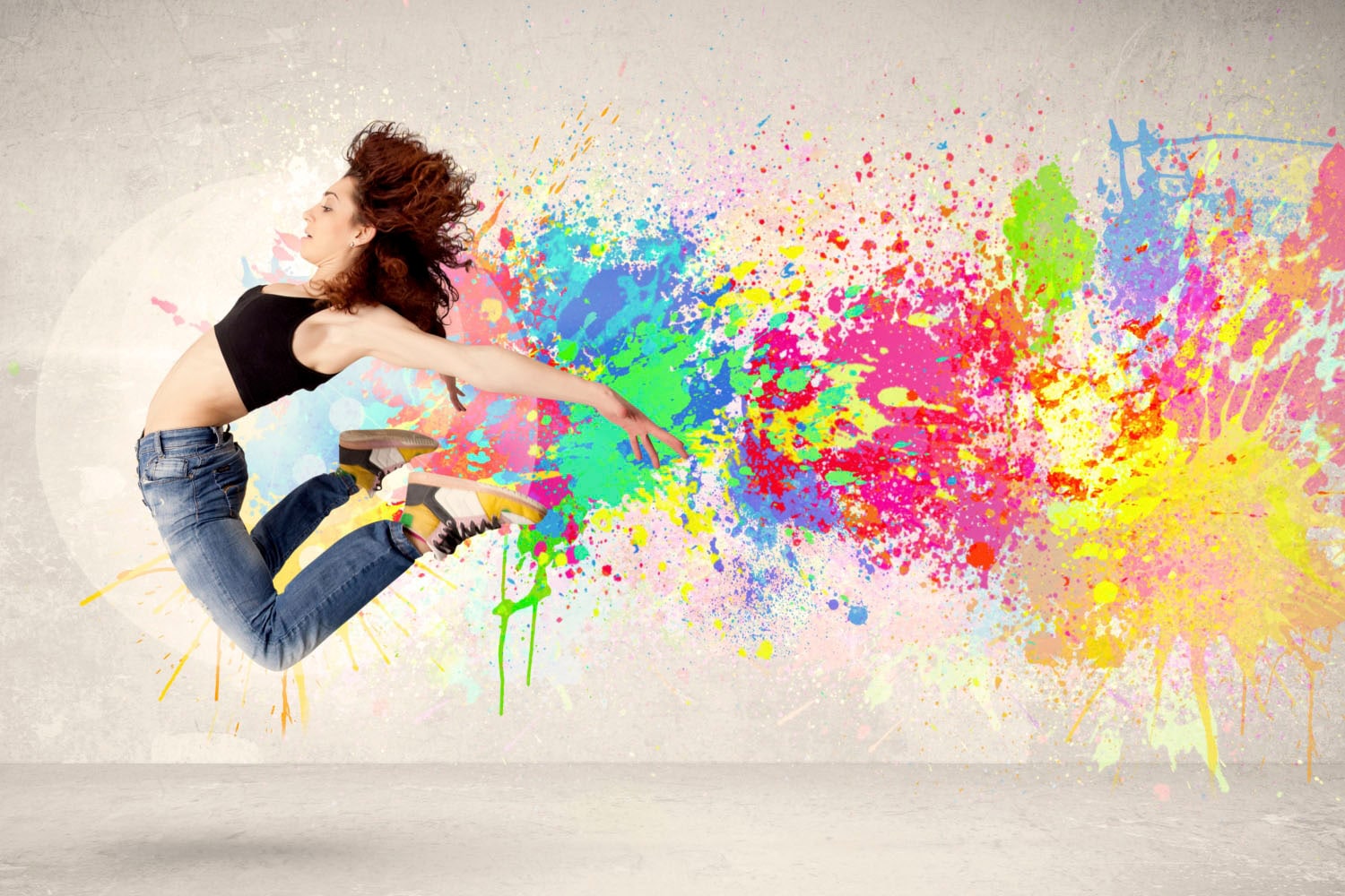 queence Acrylglasbild "springende Frau" Abstrakt  Frau  Graffiti  Kunst  Ta günstig online kaufen