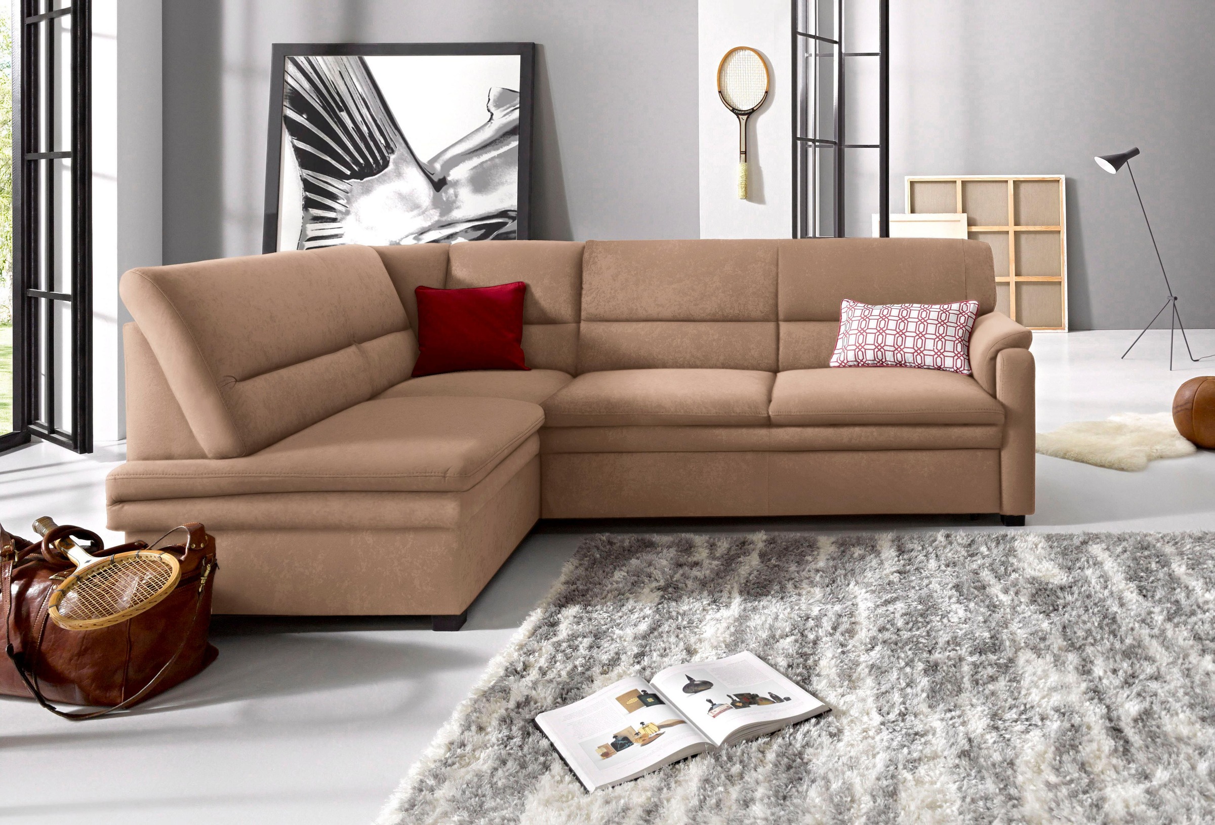 sit&more Ecksofa "Pisa L-Form" mit Federkern, wahlweise mit Bettfunktion günstig online kaufen