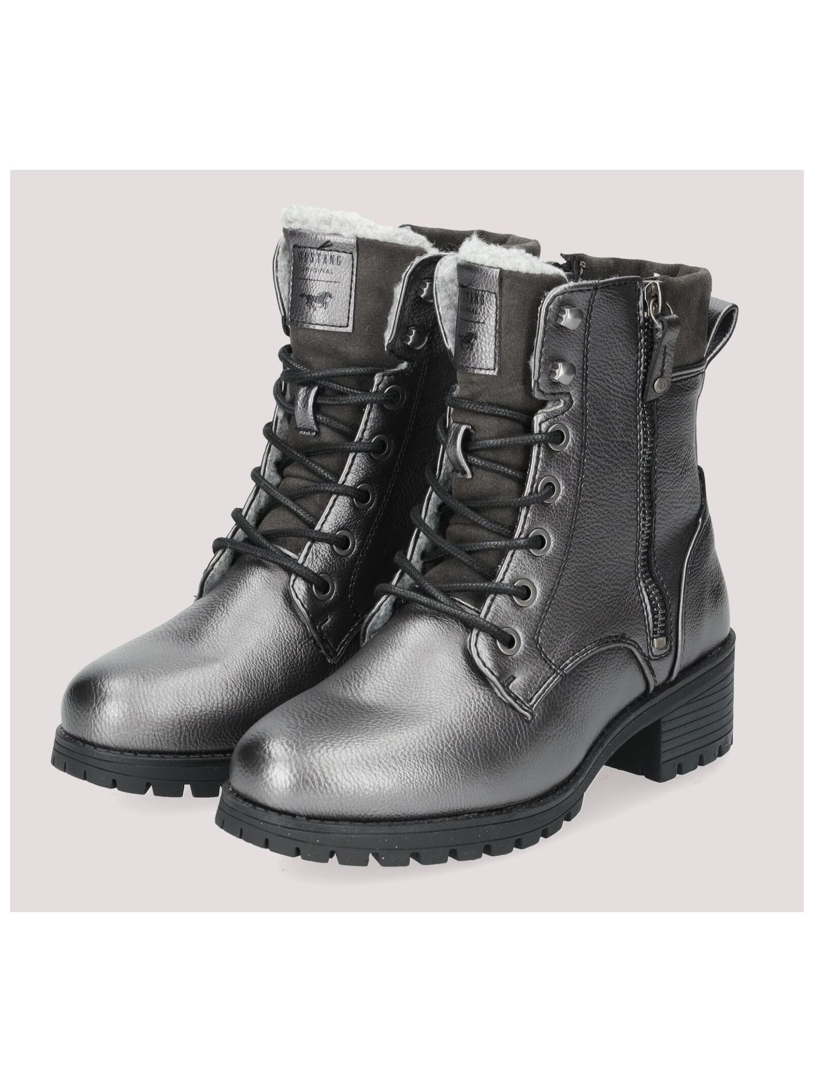 Mustang Shoes Schnürstiefelette "Mustang Shoes Stiefelette Lederimitat" günstig online kaufen