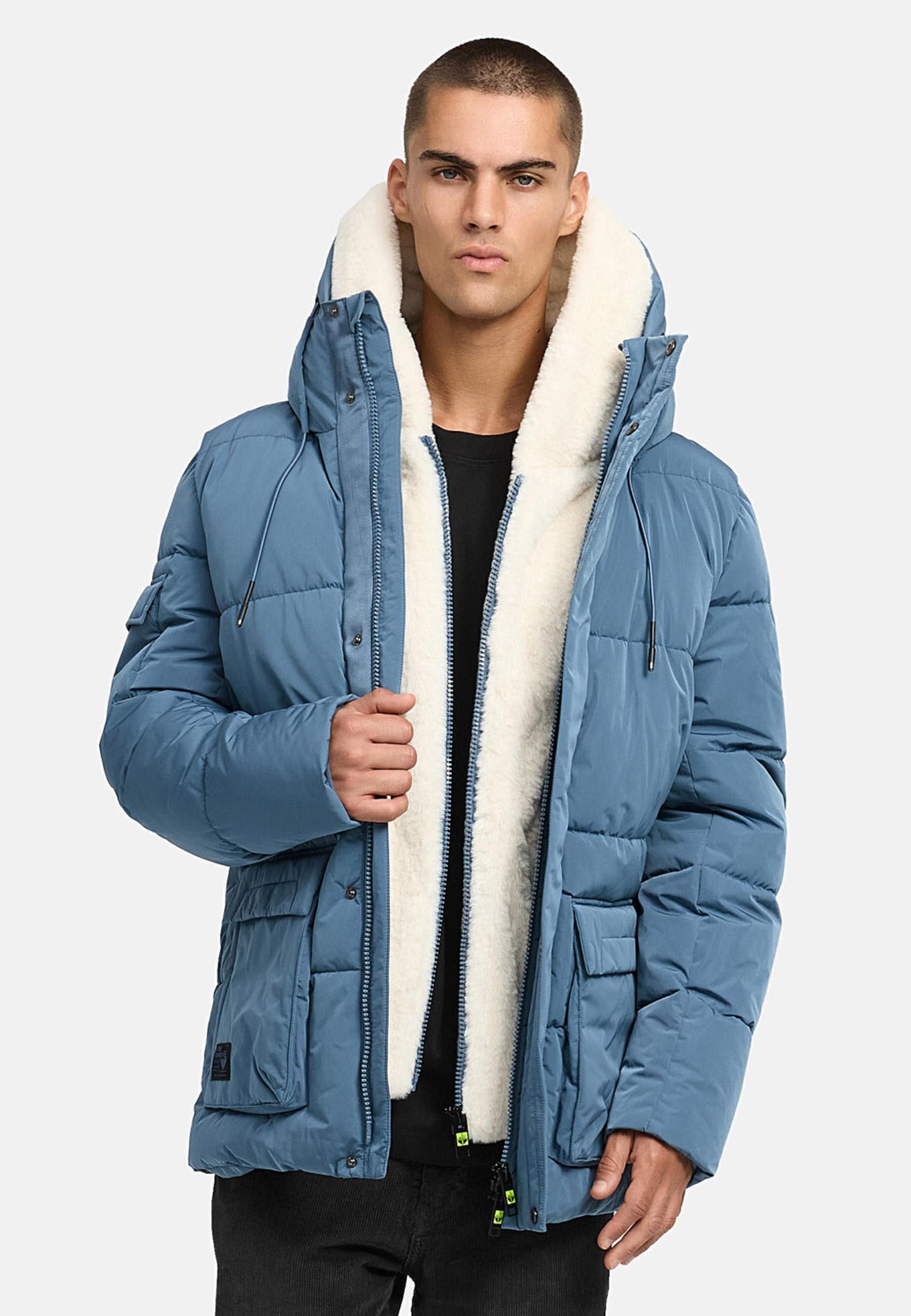 Stone Harbour Winterjacke »Lauroo XX« mitKapuze urbane Herren Steppjacke mit kuscheligem Teddyfleece