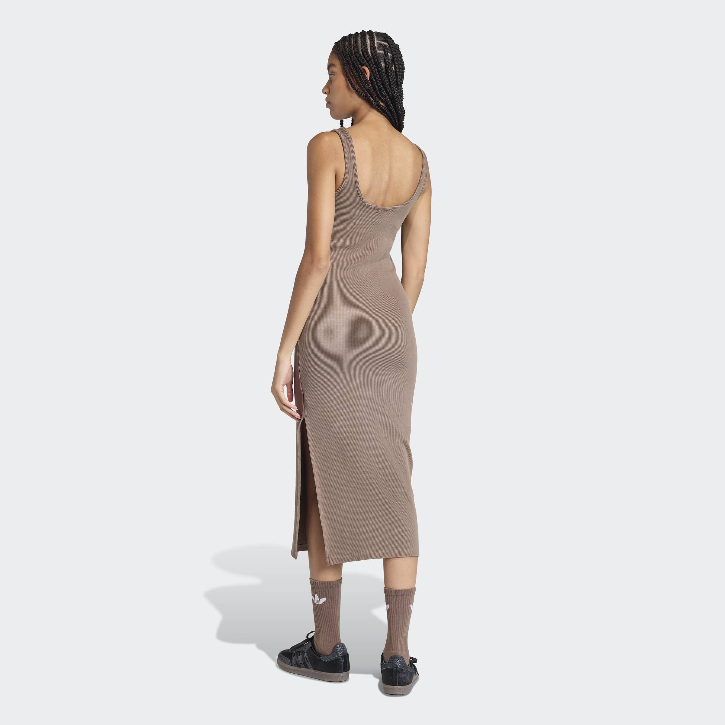 Shirtkleid ADIDAS ORIGINALS "ESSENTIALS RIB TANK WASHED", Damen, Gr. XL, N-Gr, earth strata, Obermaterial: 95% Baumwolle, 5% Elasthan, Kleider Shirtkleid 2