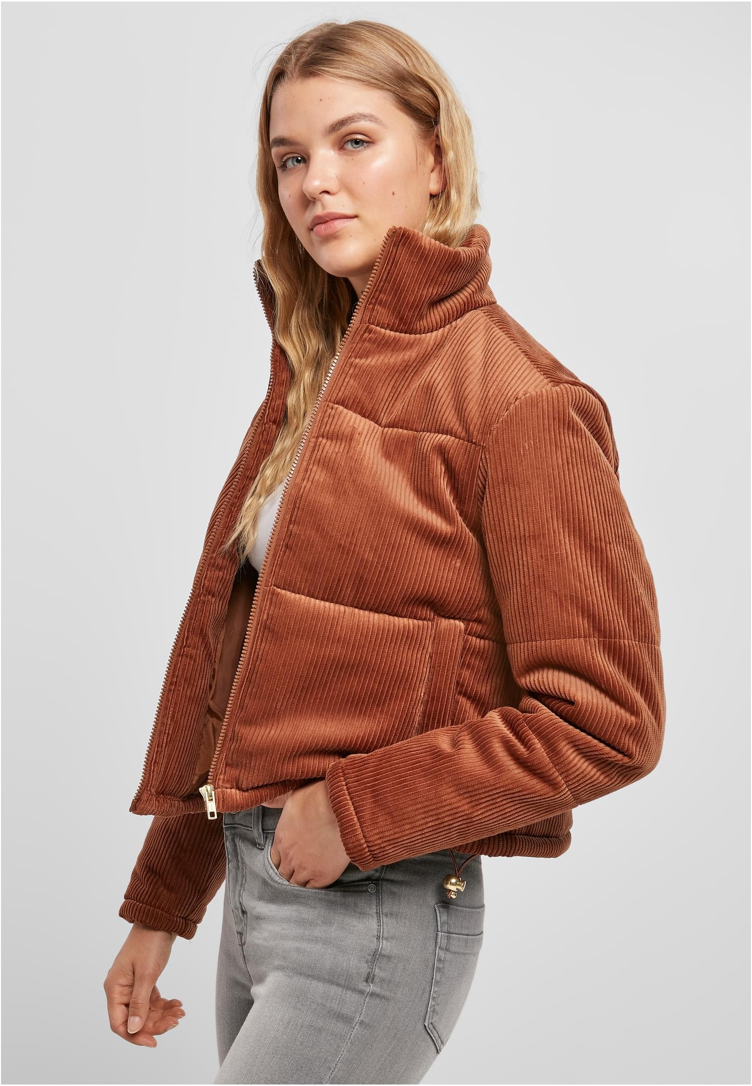 URBAN CLASSICS Winterjacke »Damen Ladies Corduroy Puffer Jacket«, (1 St.),  ohne Kapuze für kaufen | BAUR