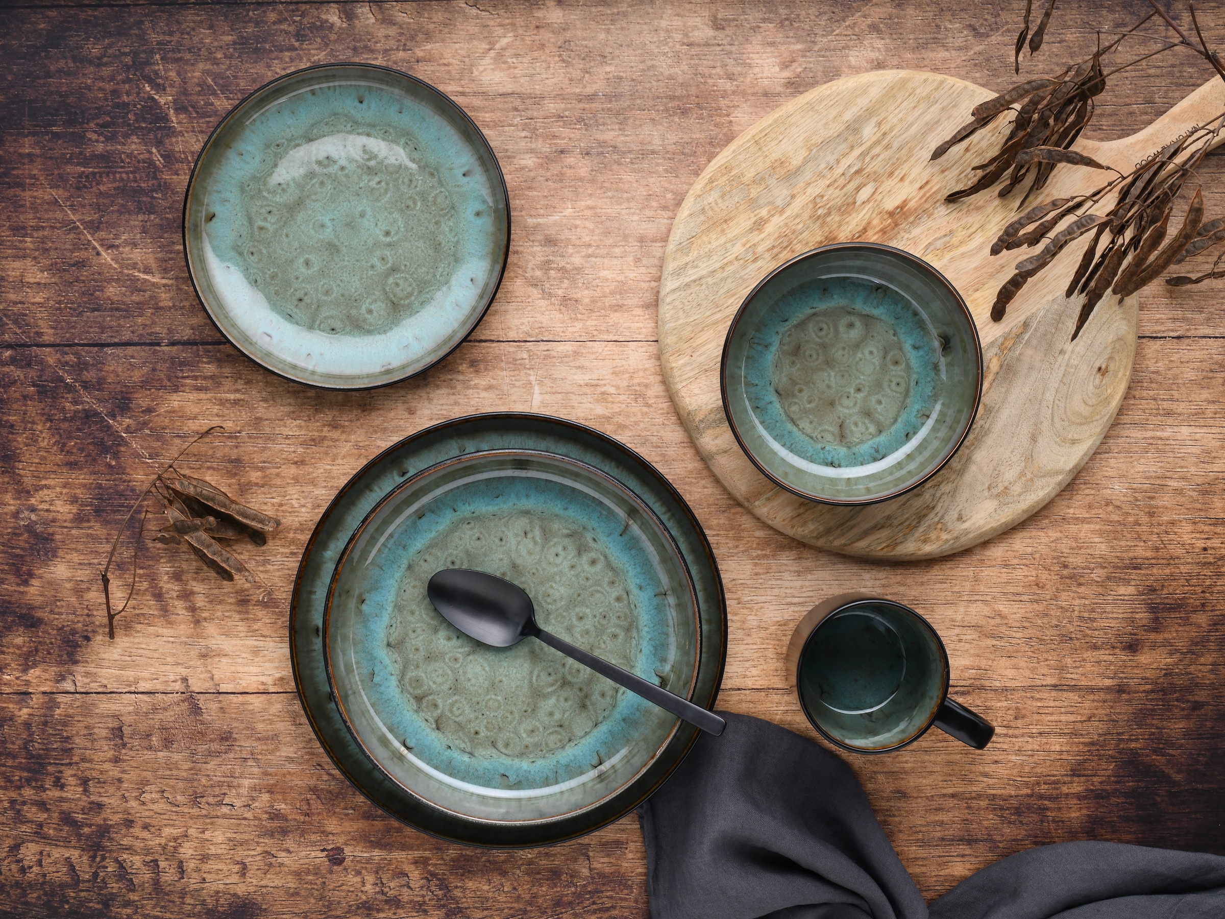 CreaTable Kombiservice »Nordic Fjord«, (Set, 10 tlg.), je 2 Speiseteller, Suppenteller, Dessertteller, Schalen, Kaffeebecher