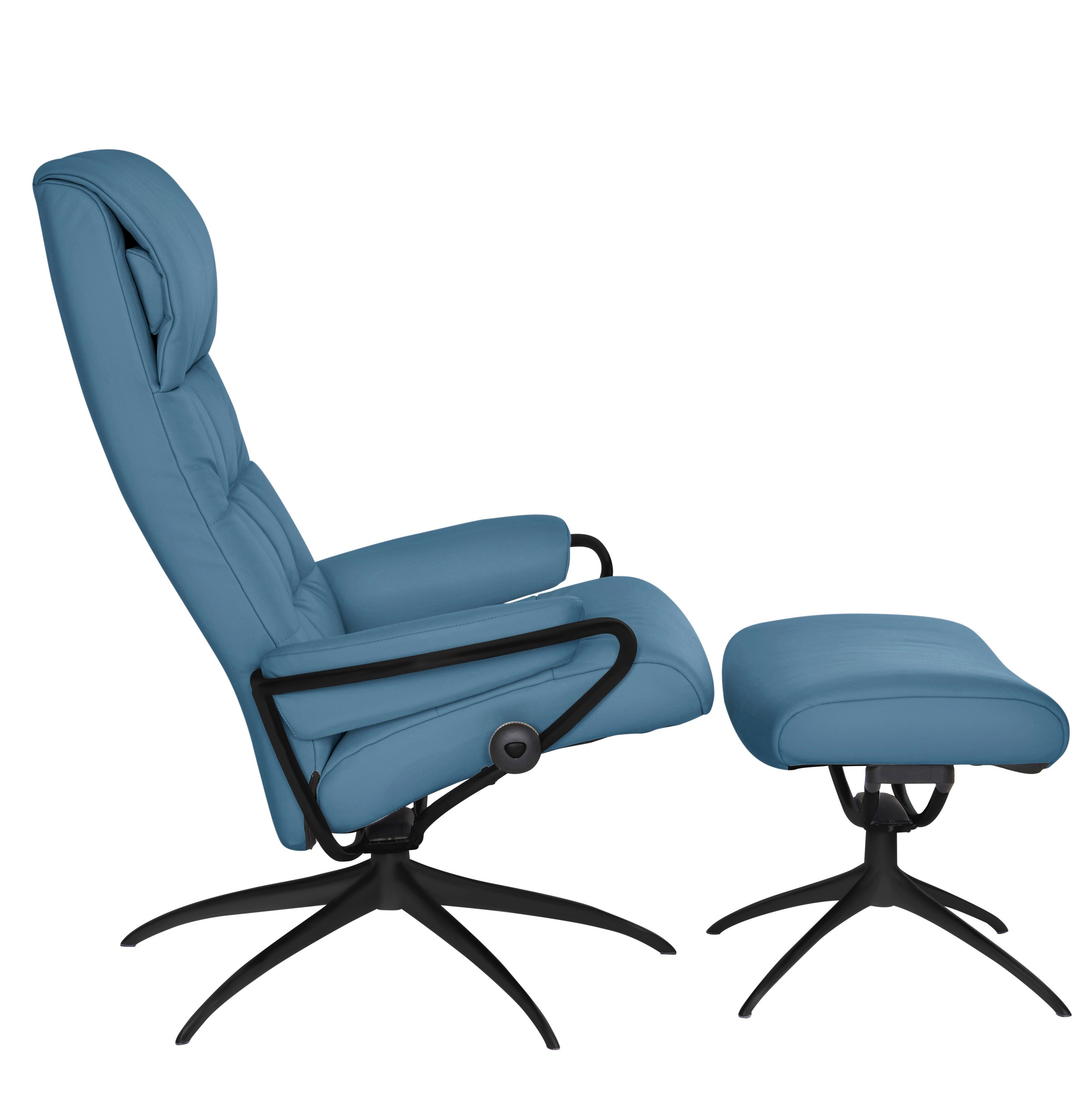 Stressless® Relaxsessel »London«, (Set, Relaxsessel mit Hocker), mit Hocker, High Back, mit Star Base, Gestell Schwarz