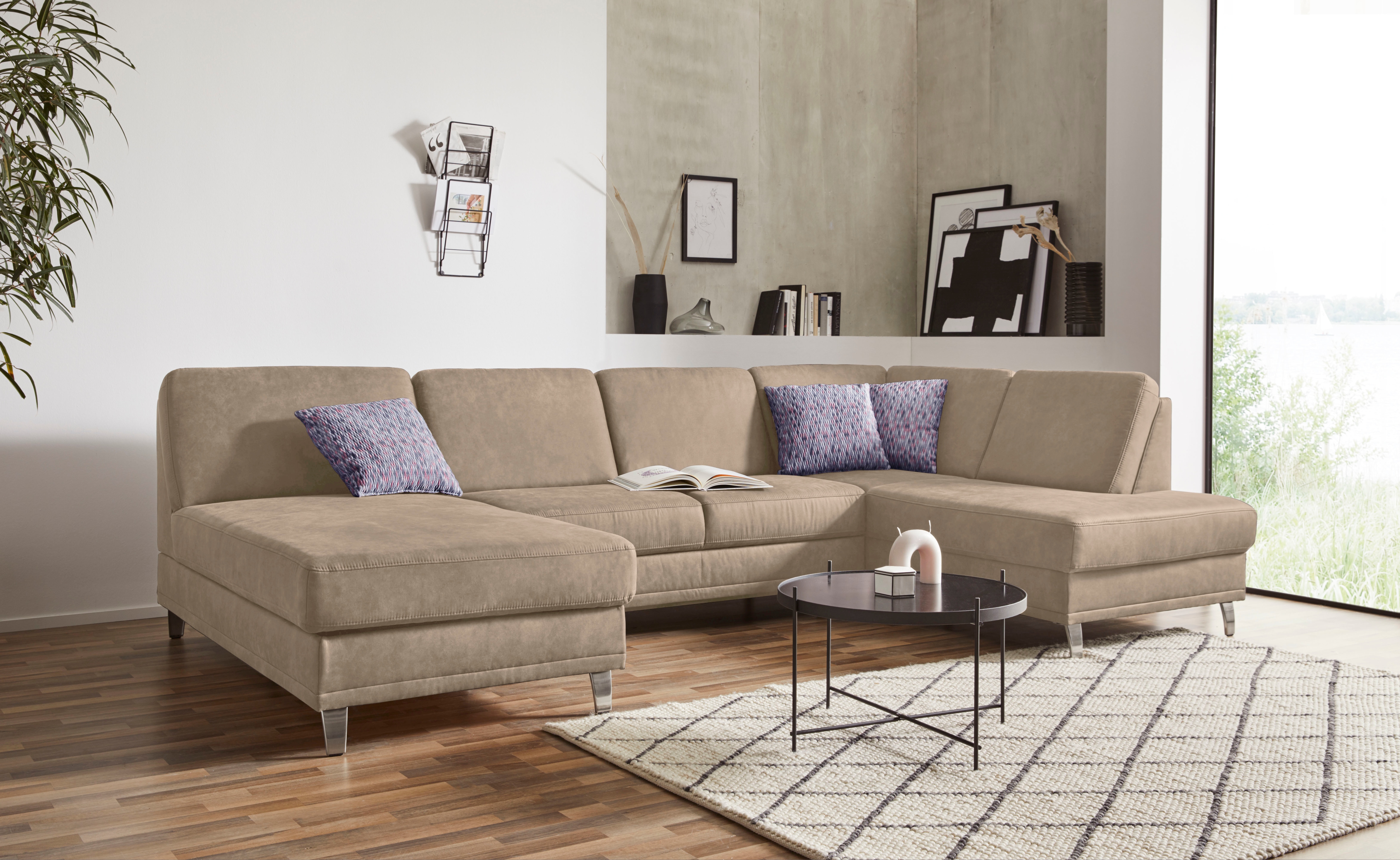 sit&more Wohnlandschaft "Clio U-Form" wahlweise mit Schlaffunktion und Bettkasten, inklusive Federkern