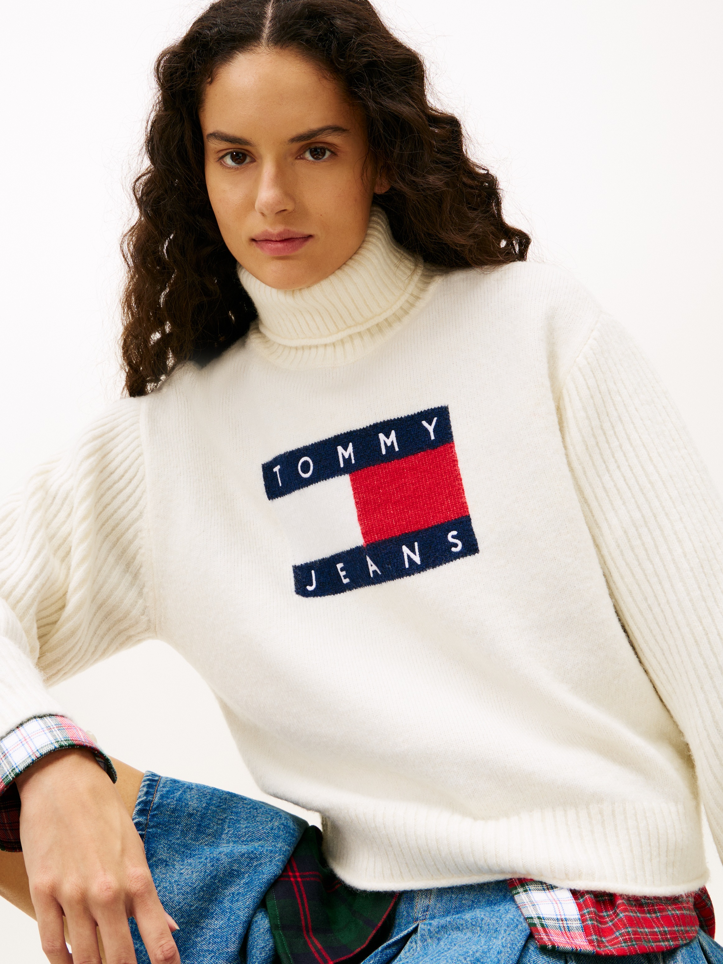 Tommy Jeans Rollkragenpullover "TJW TURTLENECK FLAG SWEATER EXT" günstig online kaufen