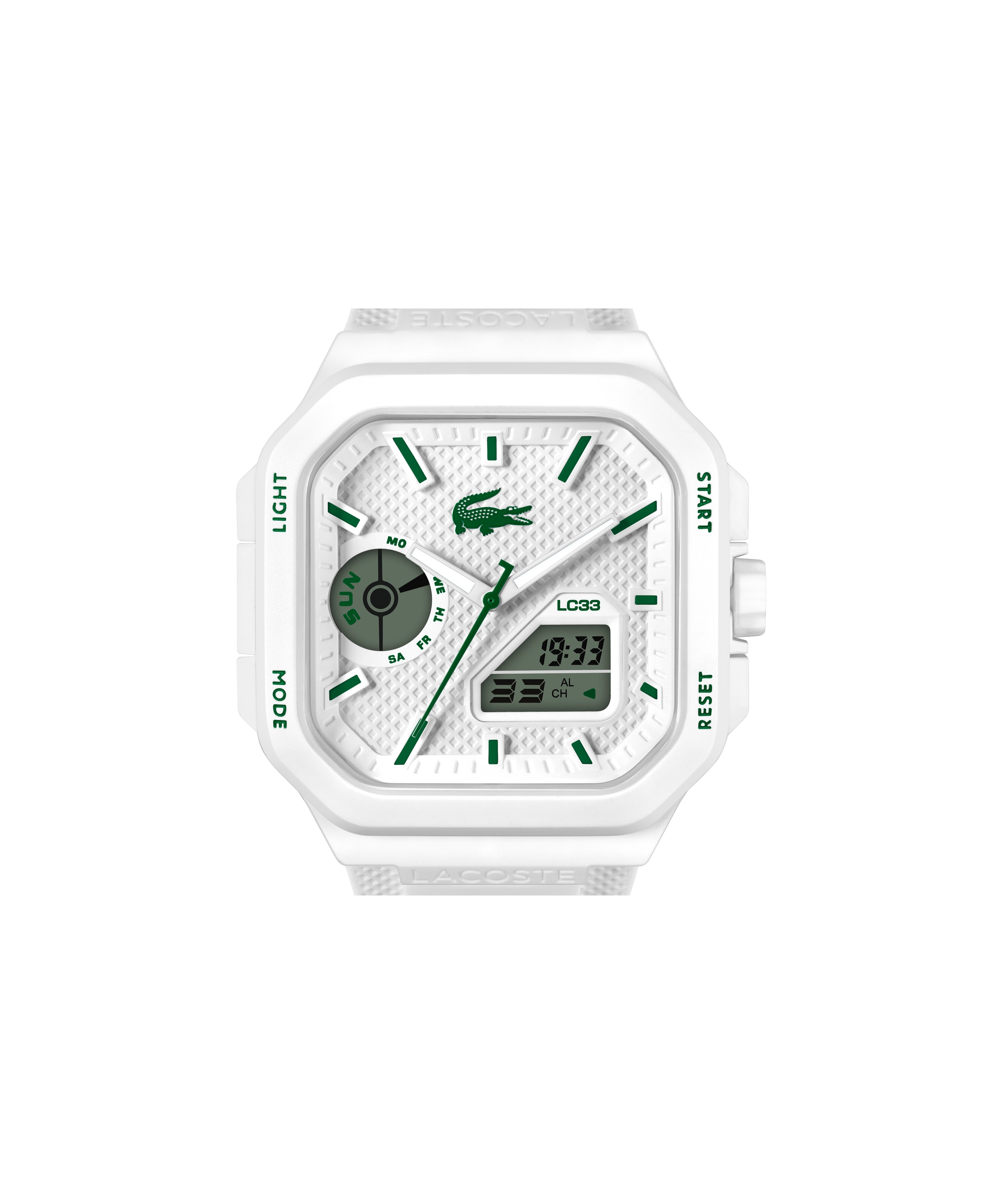 Lacoste Digitaluhr »LC33 SQUARE« Quarzuhr, Armbanduhr, Herrenuhr, Silikonarmband, digital, analog