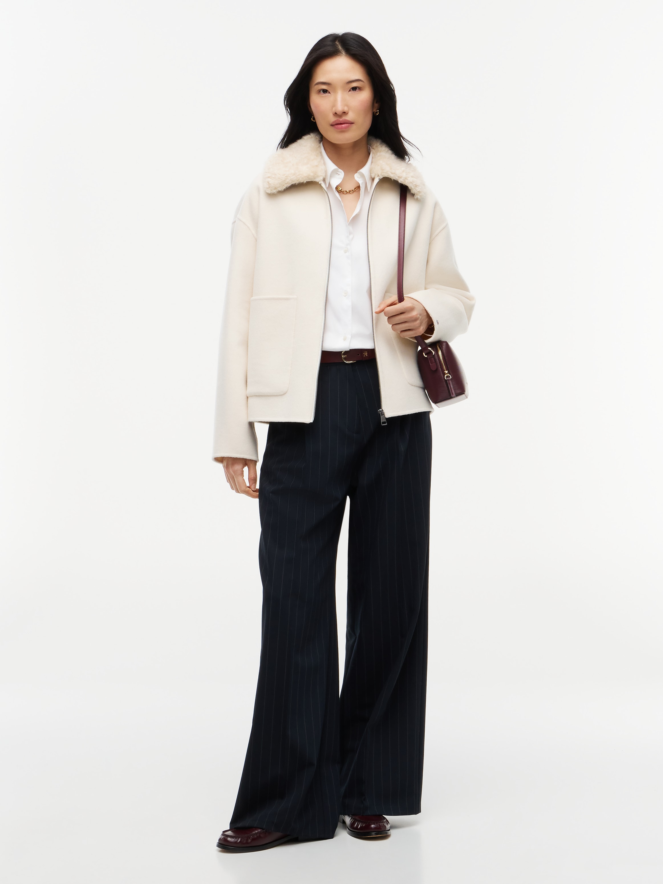 Tommy Hilfiger Kurzjacke »DF WOOL ZIP THROUGH JACKET« Materialmix, mit Wolle